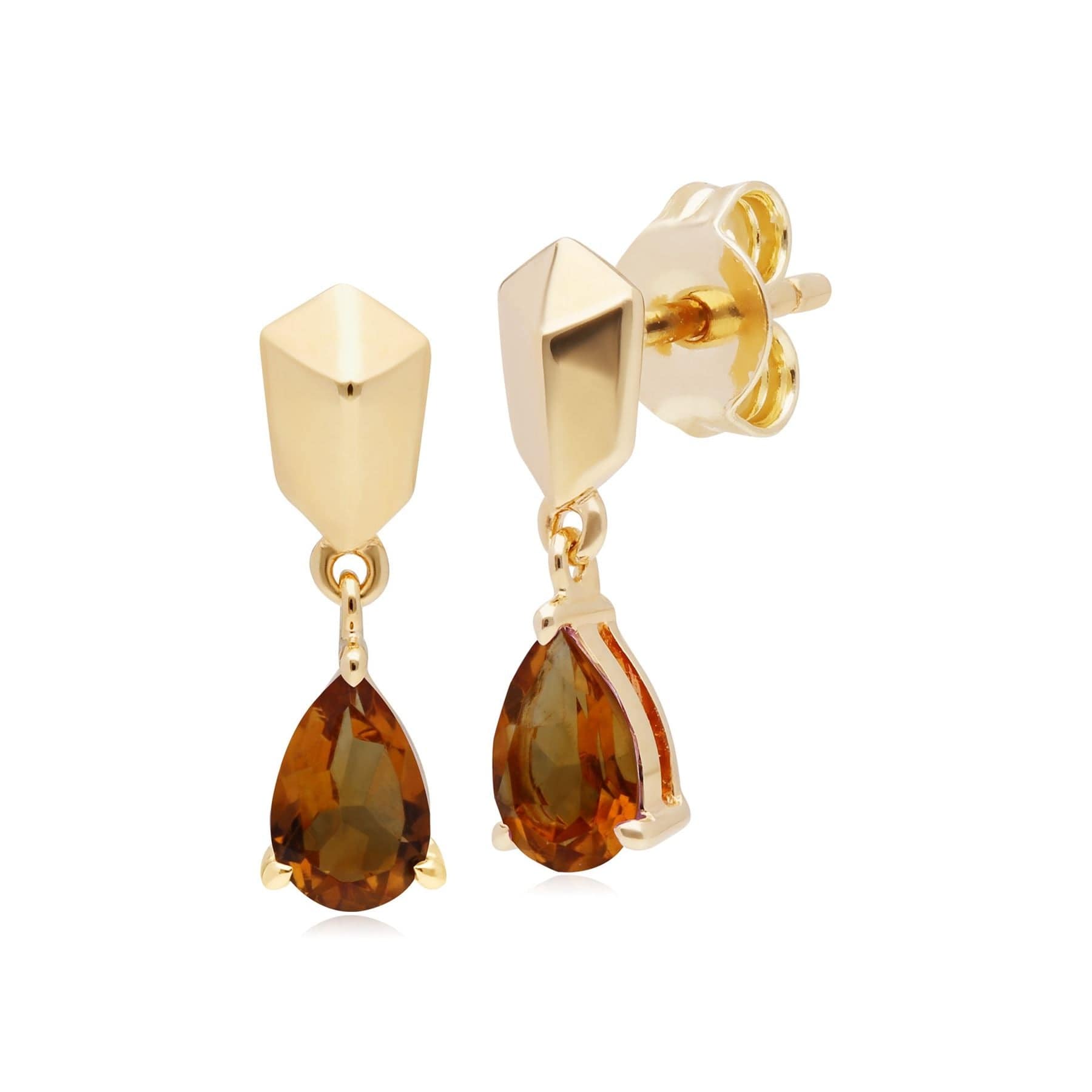 270E028506925 Micro Statement Citrine Earrings in Gold Plated Silver 1