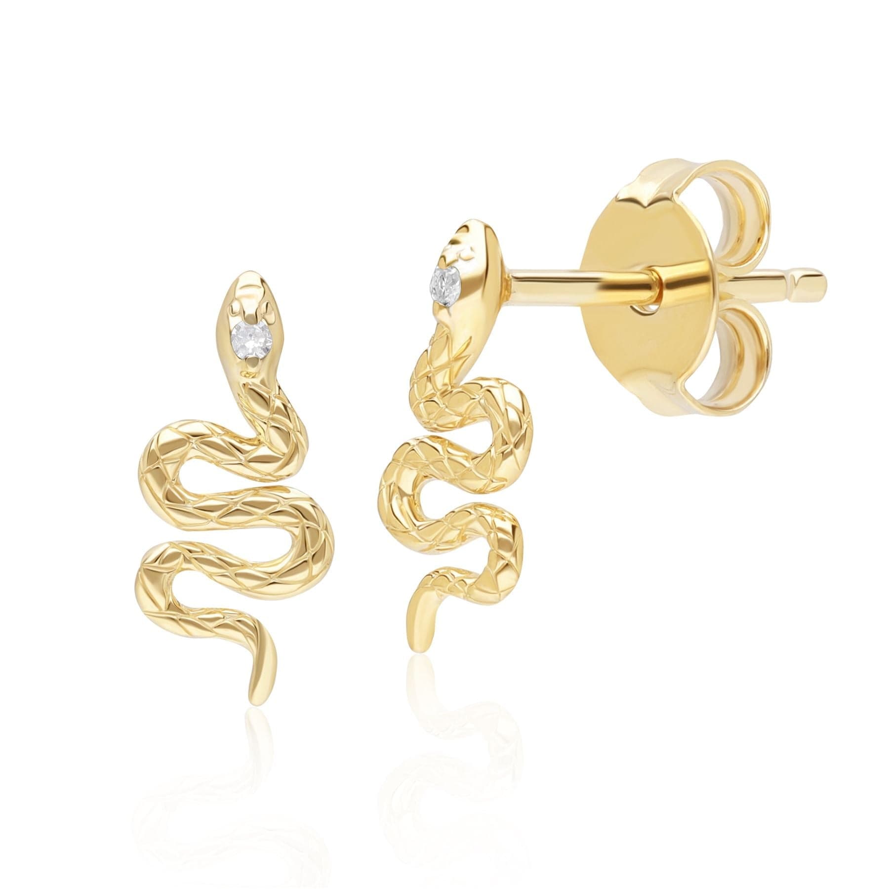 149E1692019 ECFEW™ Diamond Snake Wrap Stud Earrings in 9ct Yellow Gold Front