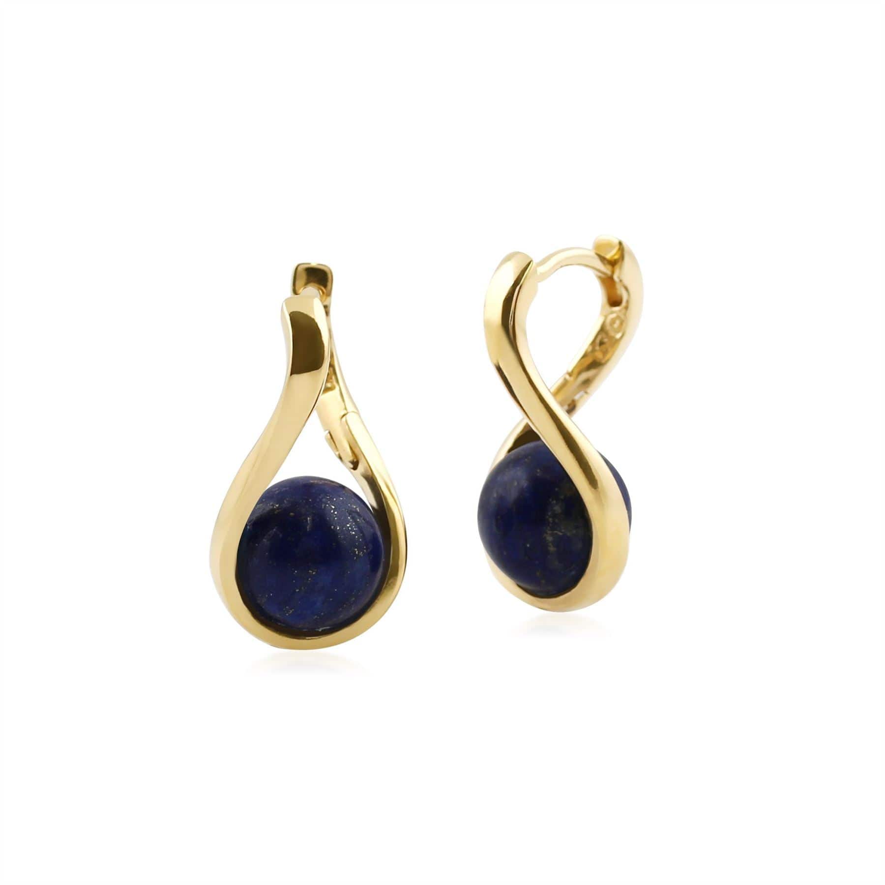 T0954E90E4 Kosmos Lapis Lazuli Orb Earrings in Yellow Gold Plated Sterling Silver 1