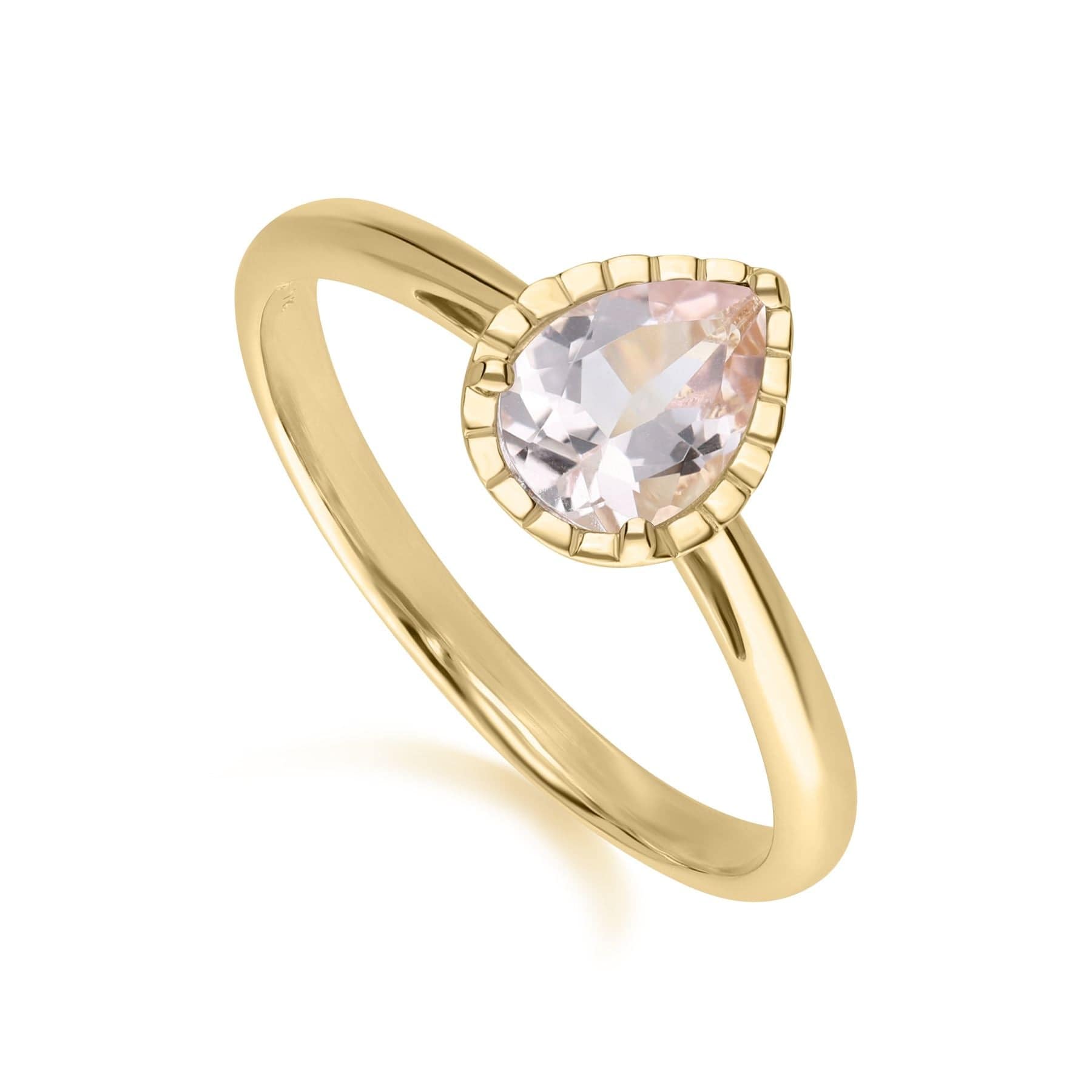 135R2045049 Classic Pear Morganite Ring in 9ct Yellow Gold 3