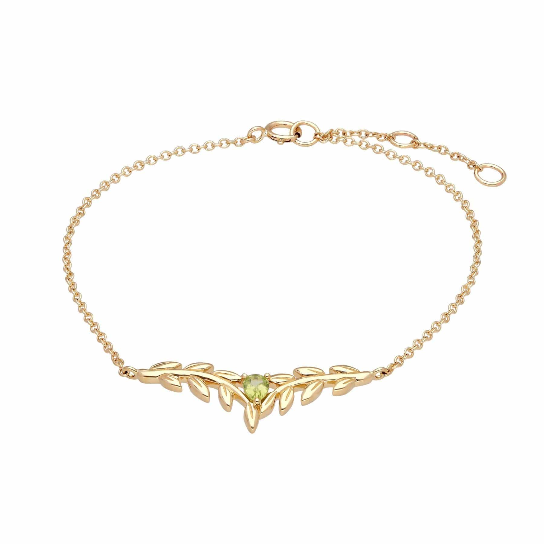 O Leaf Peridot Bracelet & Ring Set in 9ct Yellow Gold - Gemondo