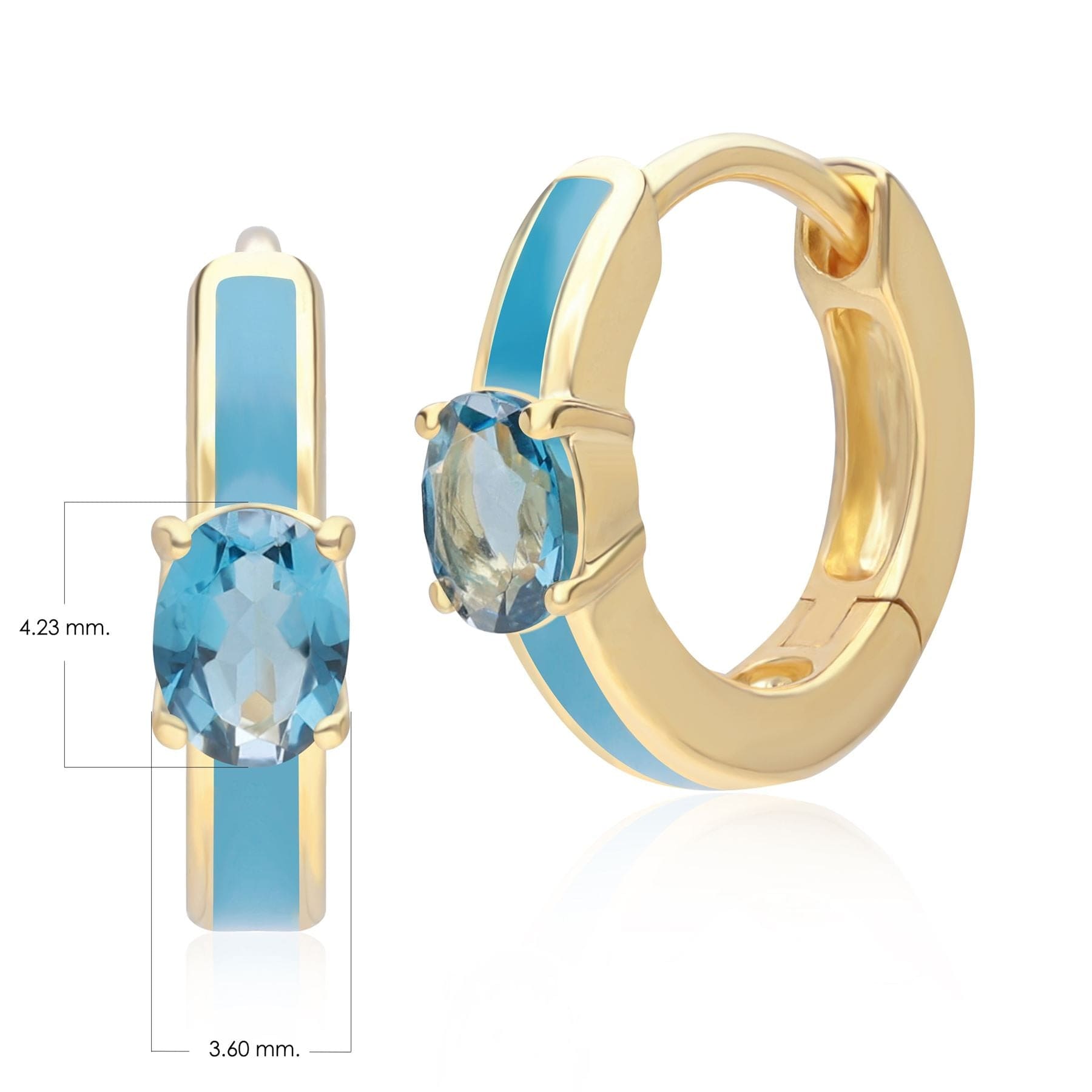 253E391701925 Siberian Waltz Blue Enamel & London Blue Topaz Hoop Earrings in Gold Plated Silver Dimensions