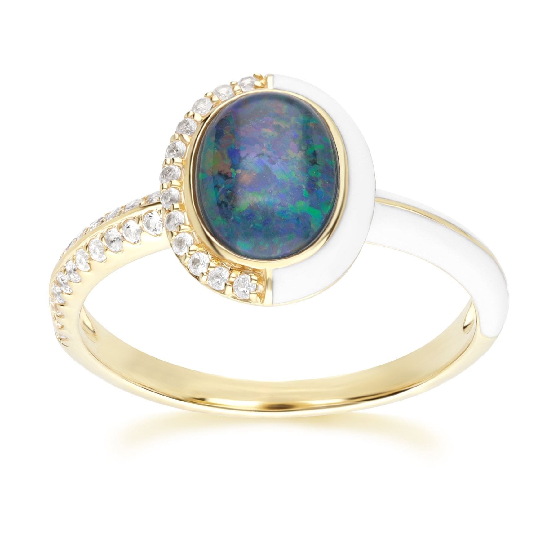 270R063301925 Siberian Waltz Triplet Opal, Topaz & White Enamel Ring 3