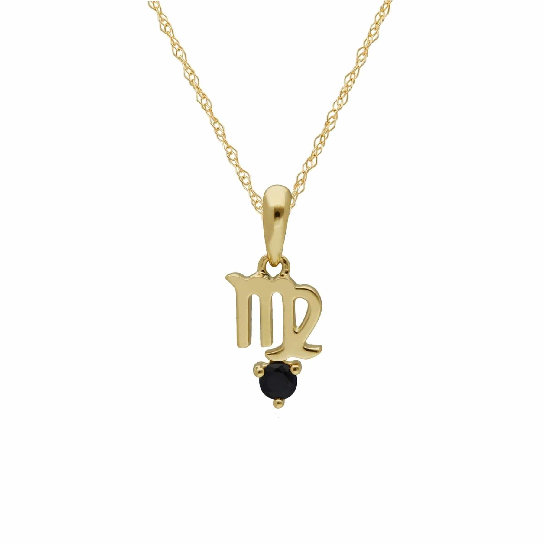 135P2000019 Sapphire Virgo Zodiac Charm Necklace in 9ct Yellow Gold 1