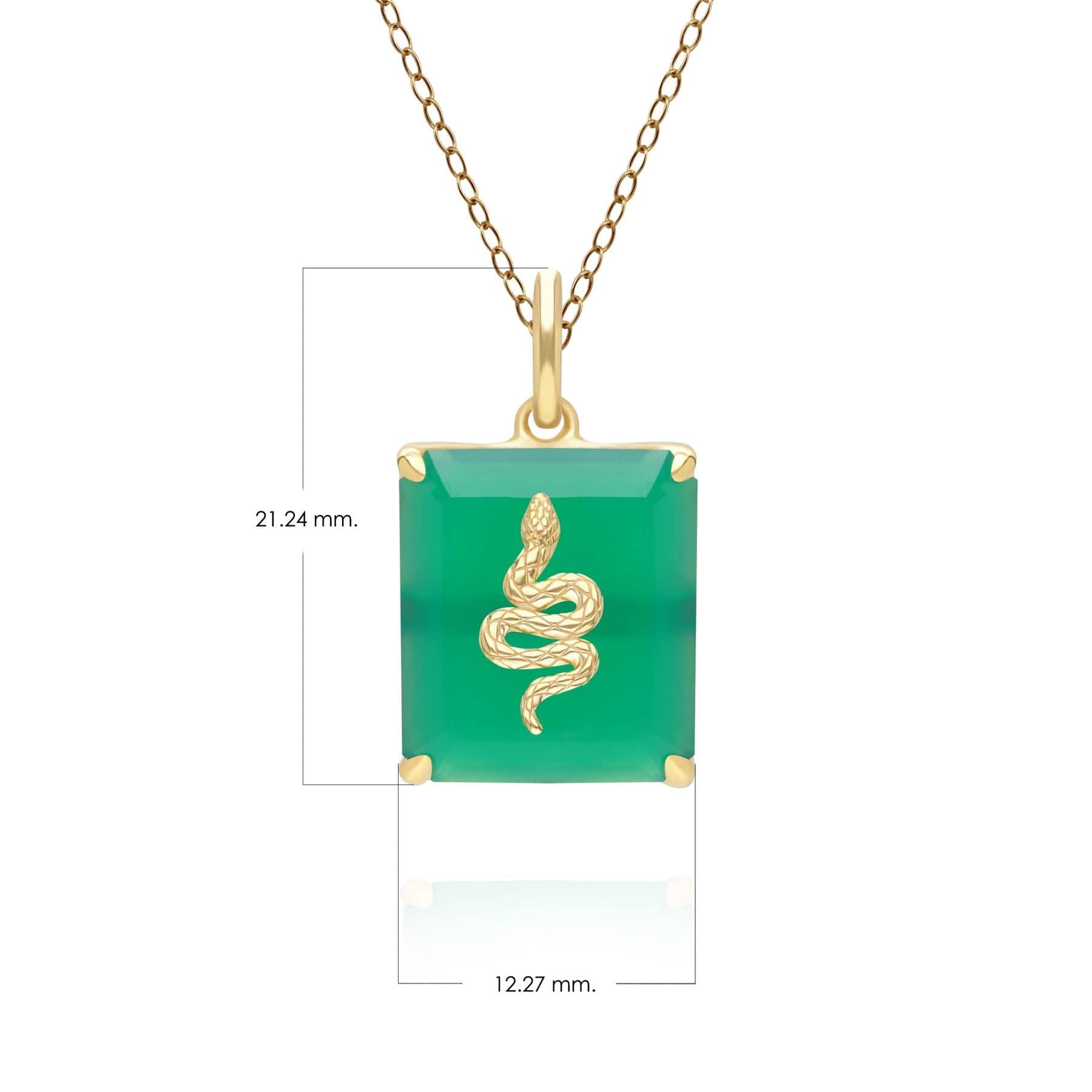270P035001925 Grand Deco Green Chalcedony Snake Pendant in Gold Plated Sterling Silver Dimensions