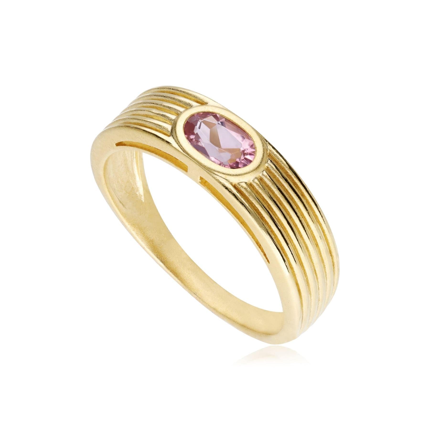 Caruso Pink Tourmaline Ring In 9ct Yellow Gold - Gemondo