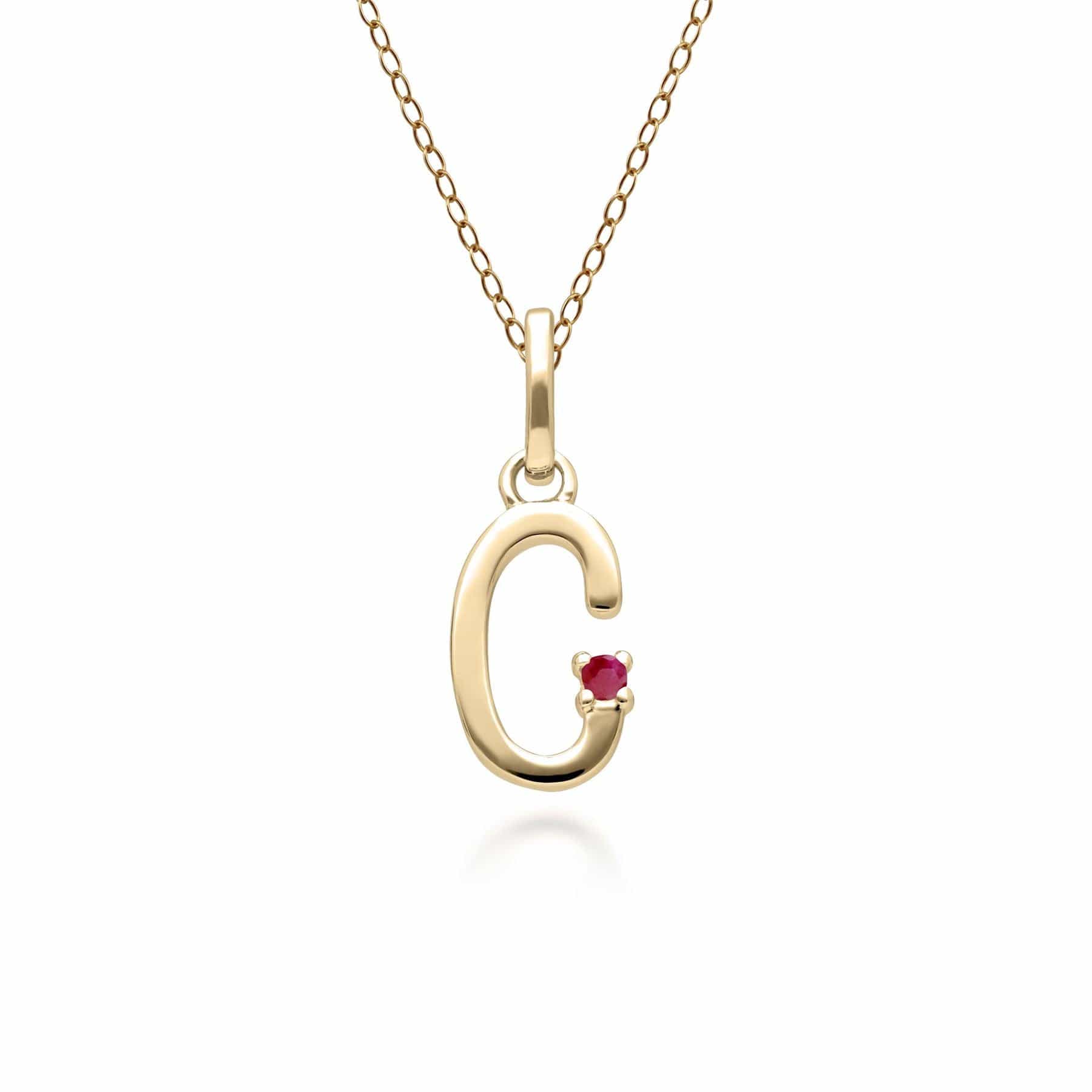 135P2045029 Initial Ruby Letter Necklace In 9ct Yellow Gold 4