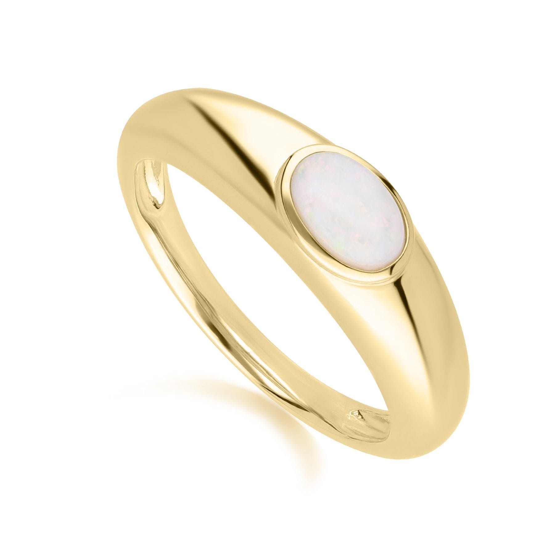 270R065201925 Modern Classic Oval Opal Ring in 18ct Gold Plated Silver 3