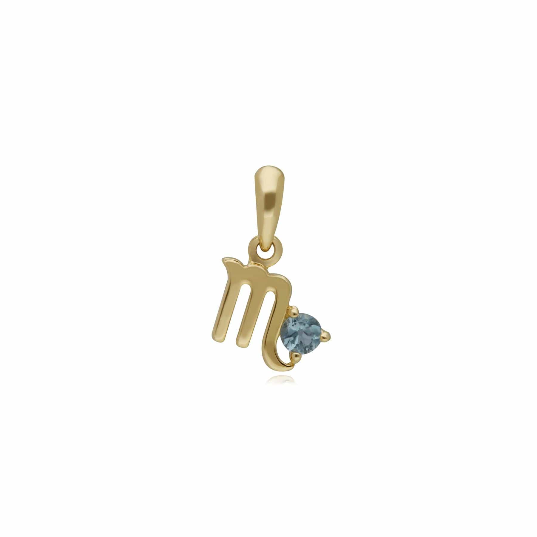 135P2002019 Blue Topaz Scorpio Zodiac Charm Necklace in 9ct Yellow Gold 5