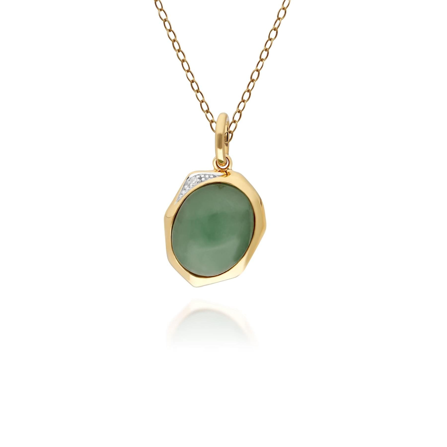 270P029302925 Irregular Collection Dyed Green Jade & Diamond Pendant in Gold Plated Sterling Silver 1