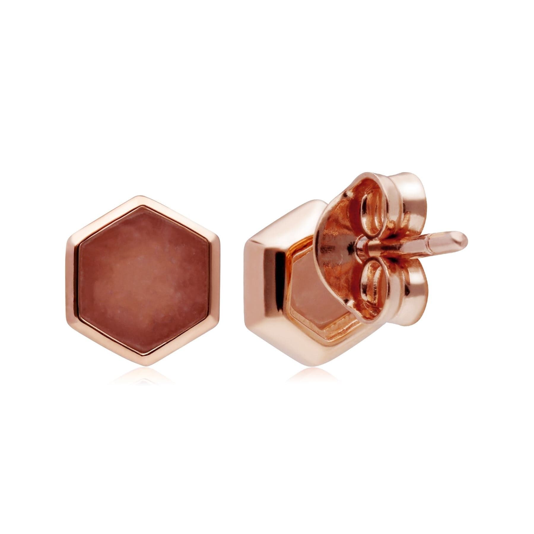 270E029801925 Micro Statement Rhodochrosite Stud Earrings in Rose Gold Plated  Silver 2
