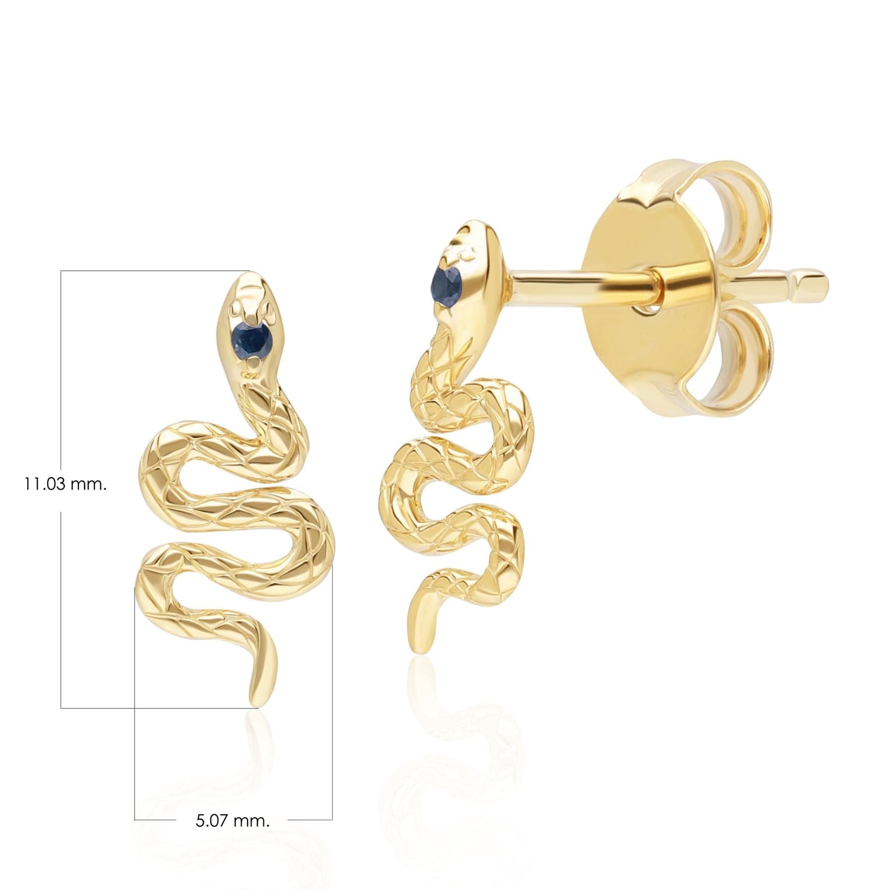 132E2793029 ECFEW™ Sapphire Snake Wrap Stud Earrings in 9ct Yellow Gold Dimensions