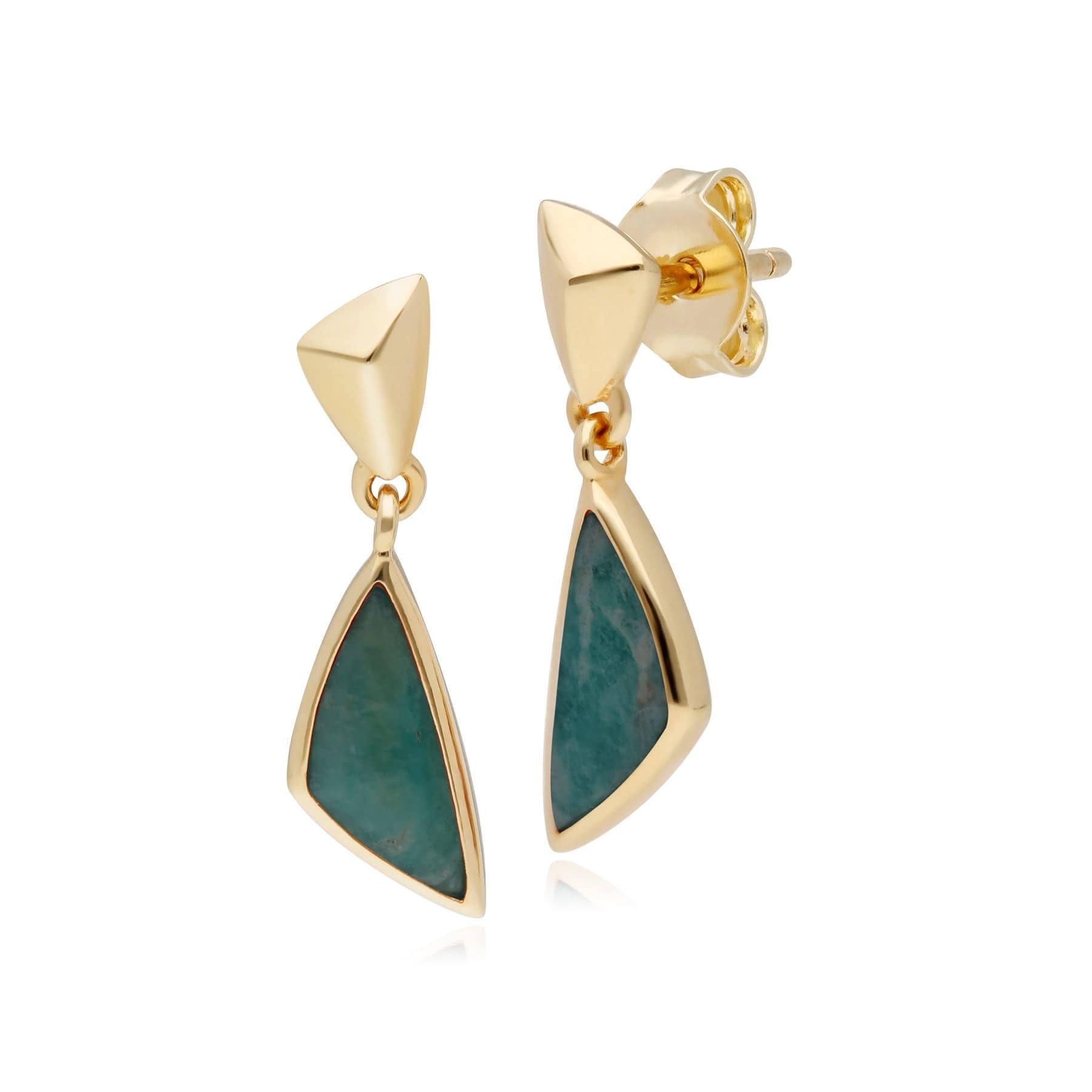 270E027704925 Micro Statement Amazonite Drop Earrings in Gold Plated Silver 1