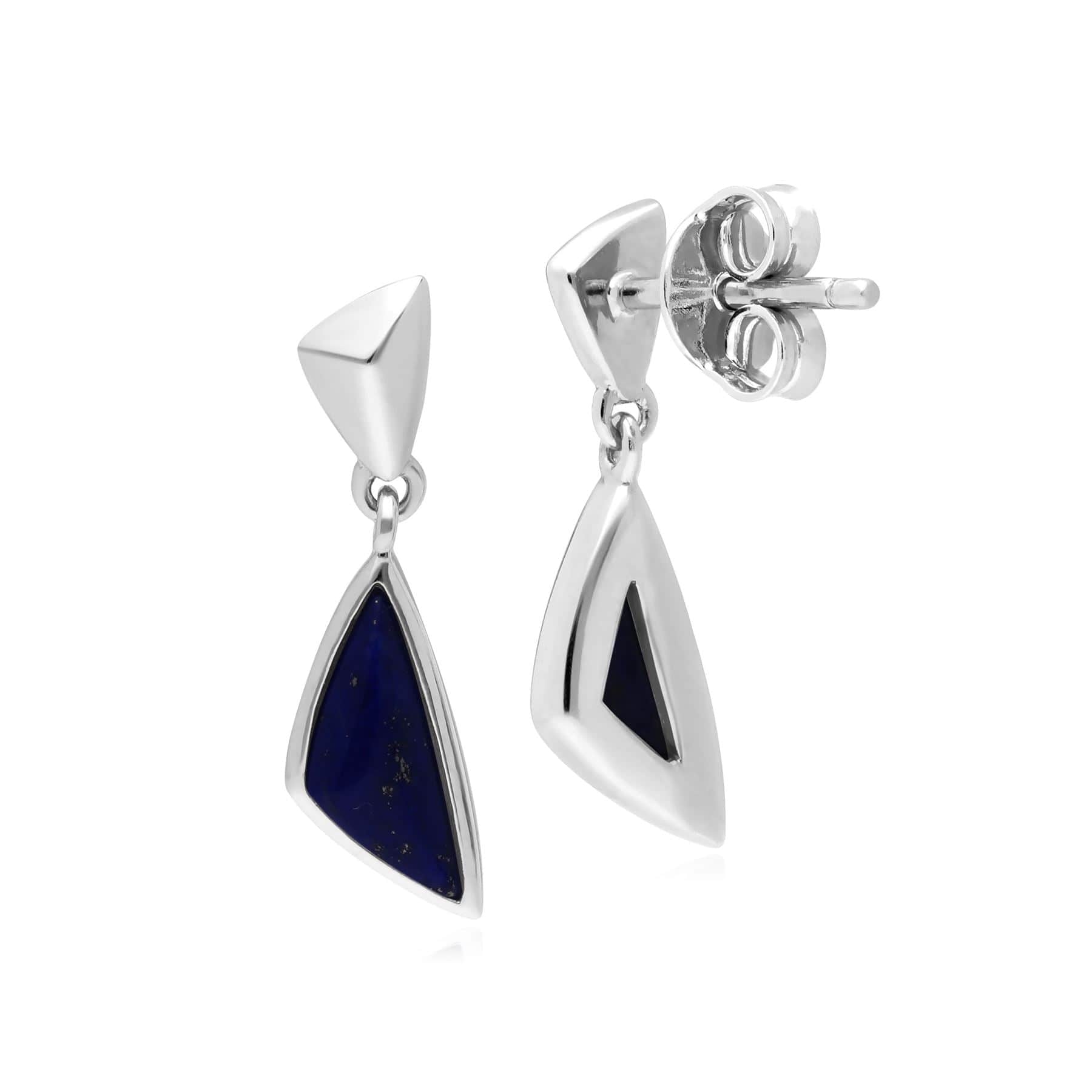 270E029502925 Micro Statement Lapis Lazuli Drop Earrings in Sterling Silver 2