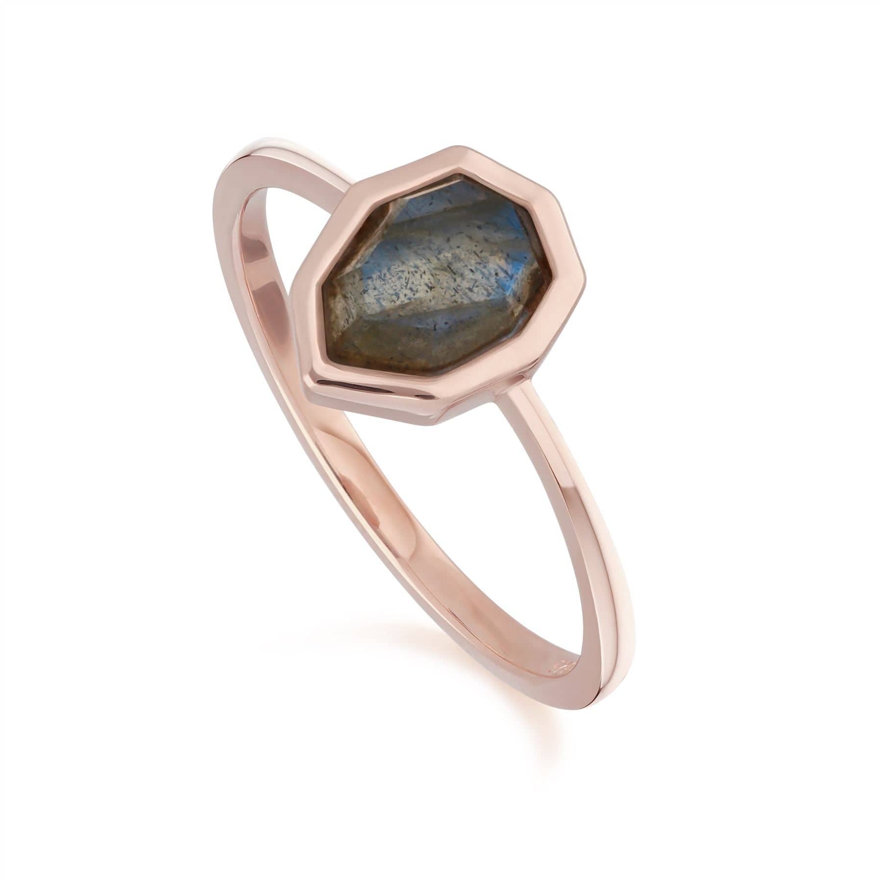 271R025502925 Irregular B Gem Labradorite Ring in Rose Gold Plated Sterling Silver 1