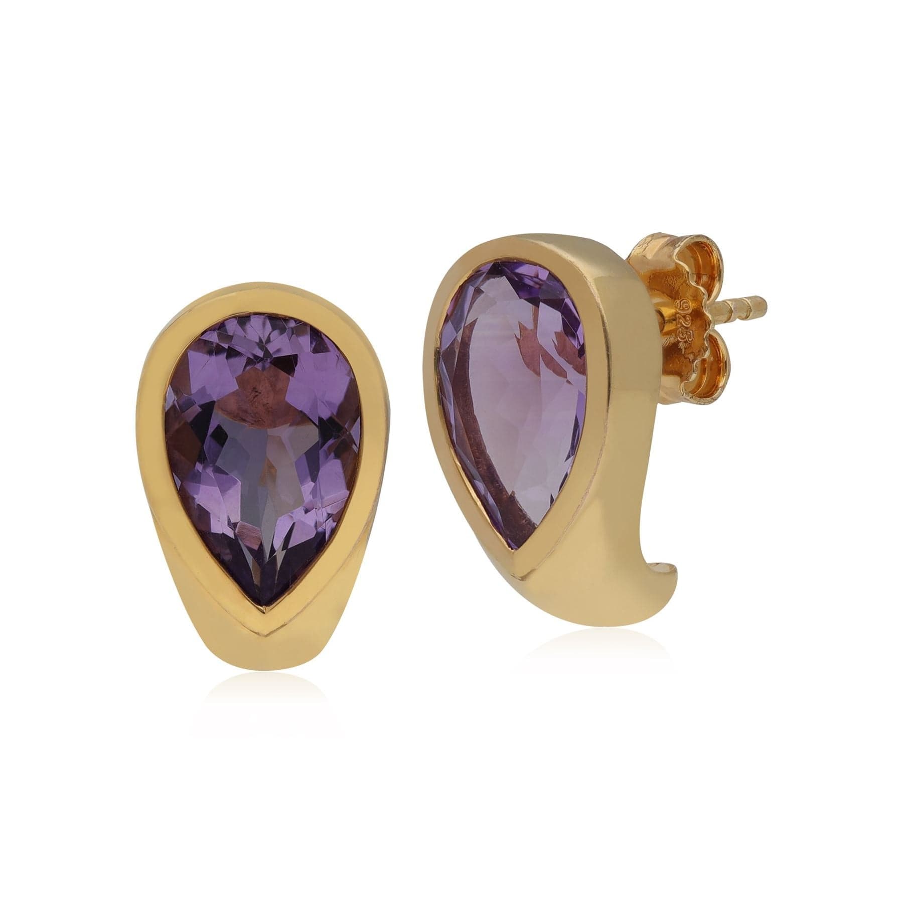 T1037E9011 Kosmos Amethyst Earrings in Yellow Gold Plated Sterling Silver 1