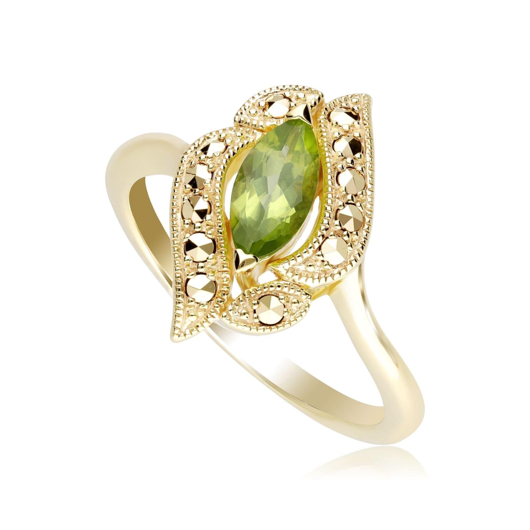 Art Nouveau Inspired Peridot & Marcasite Ring