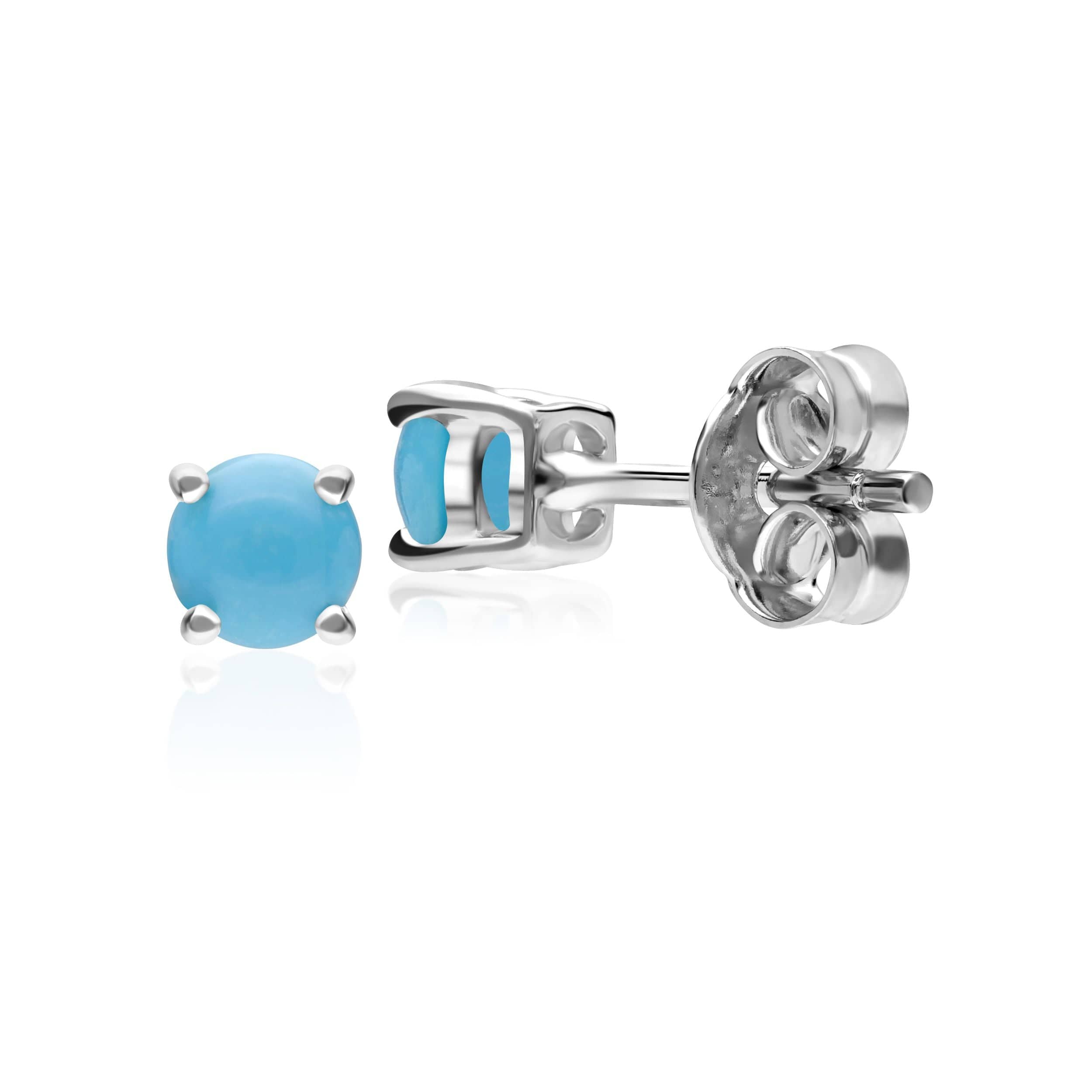 162E0071219 Classic Round Turquoise Claw Set Stud Earrings in 9ct White Gold 3
