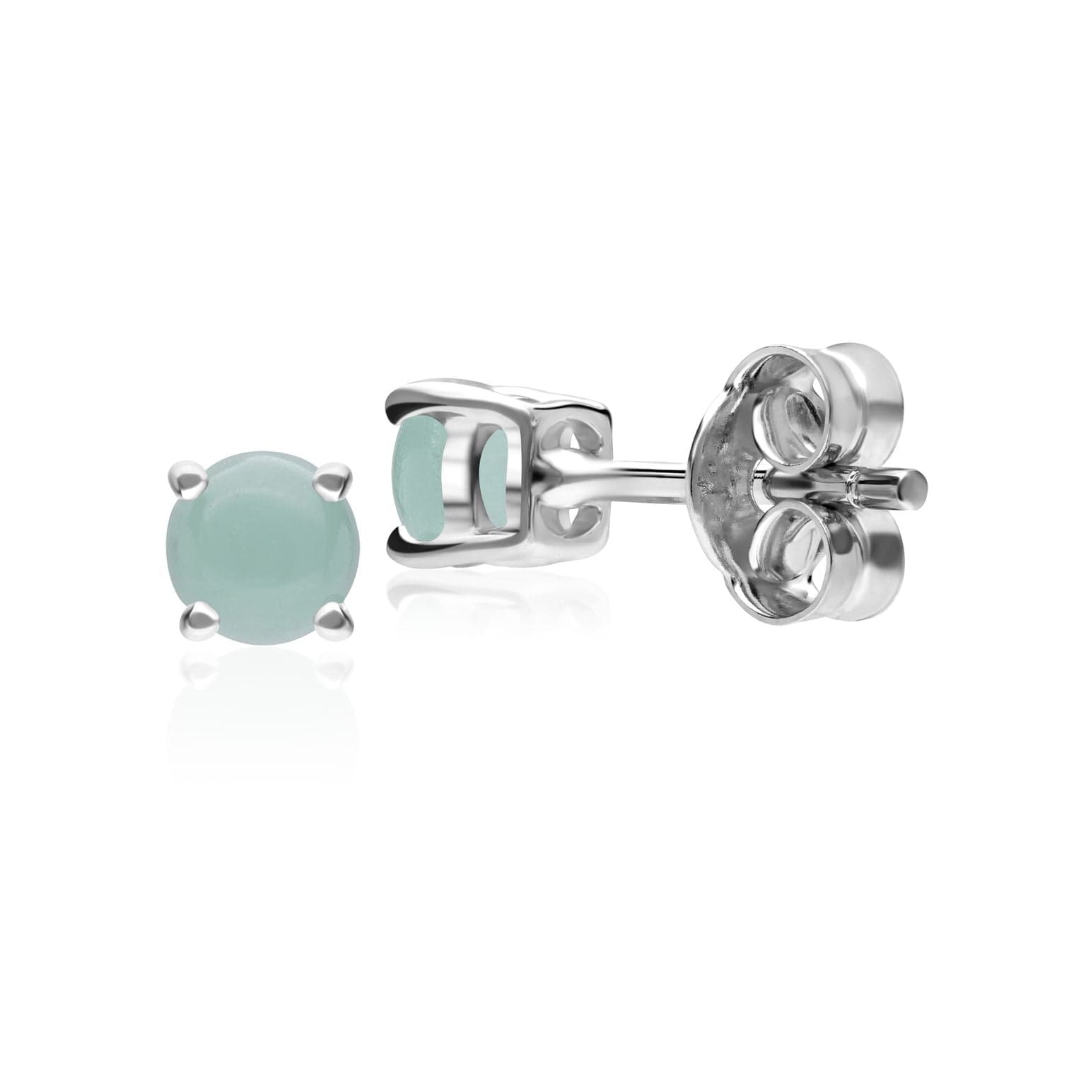 162E0071149 Classic Round Jade Claw Set Stud Earrings in 9ct White Gold 3