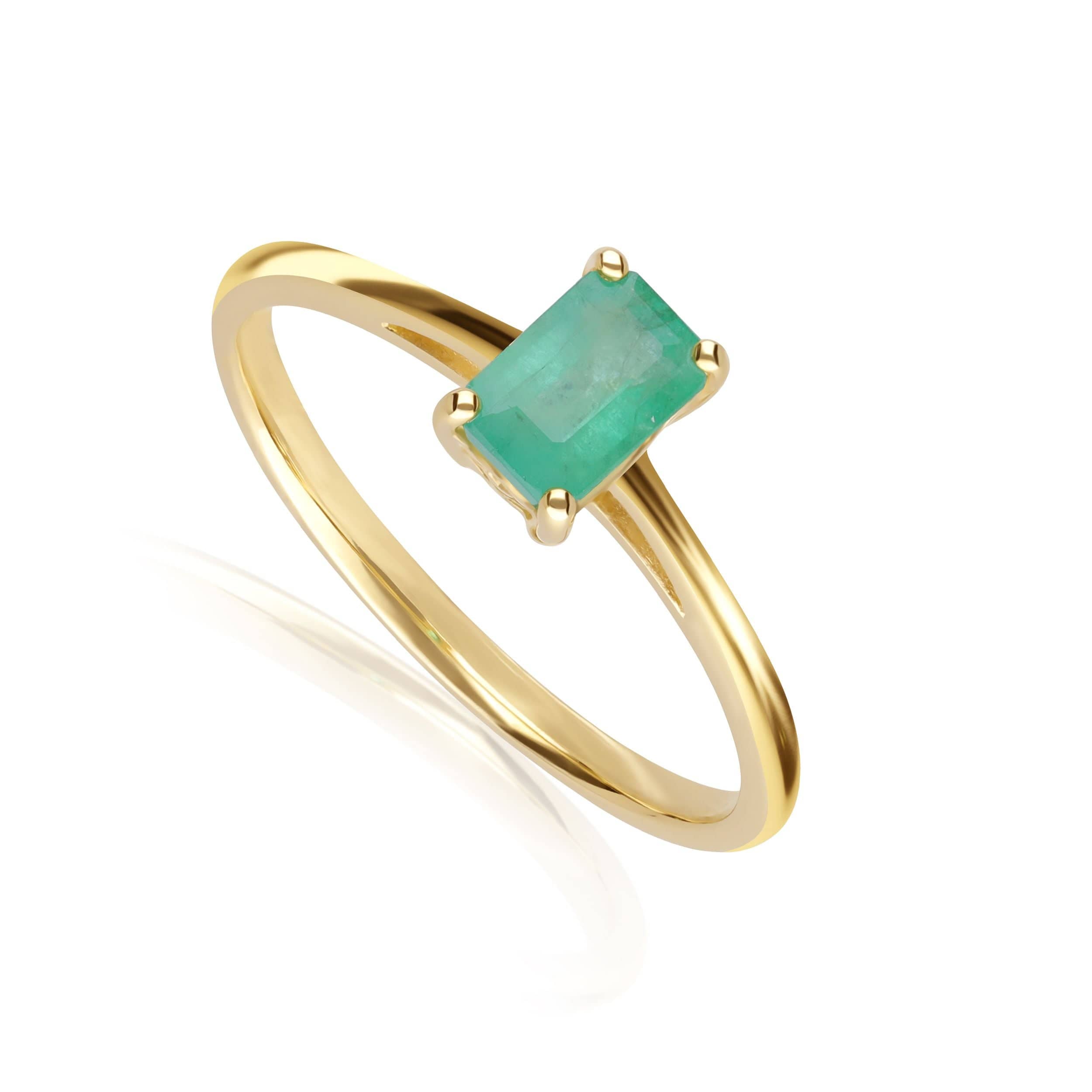 135R1312019 Classic Baguette Emerald Ring in 9ct Yellow Gold 4
