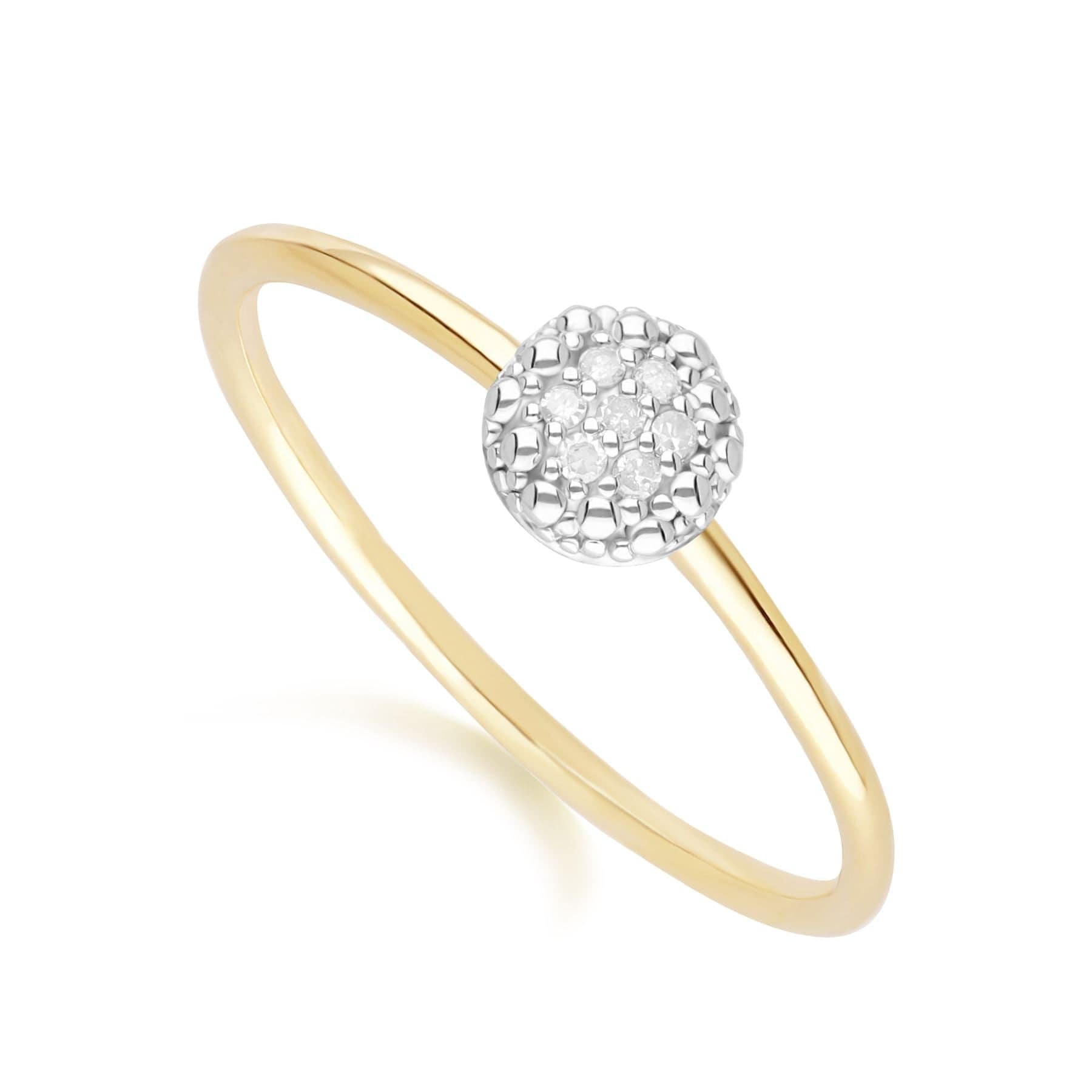 191R0928019 Diamond Pave Round Ring in 9ct Yellow Gold Side
