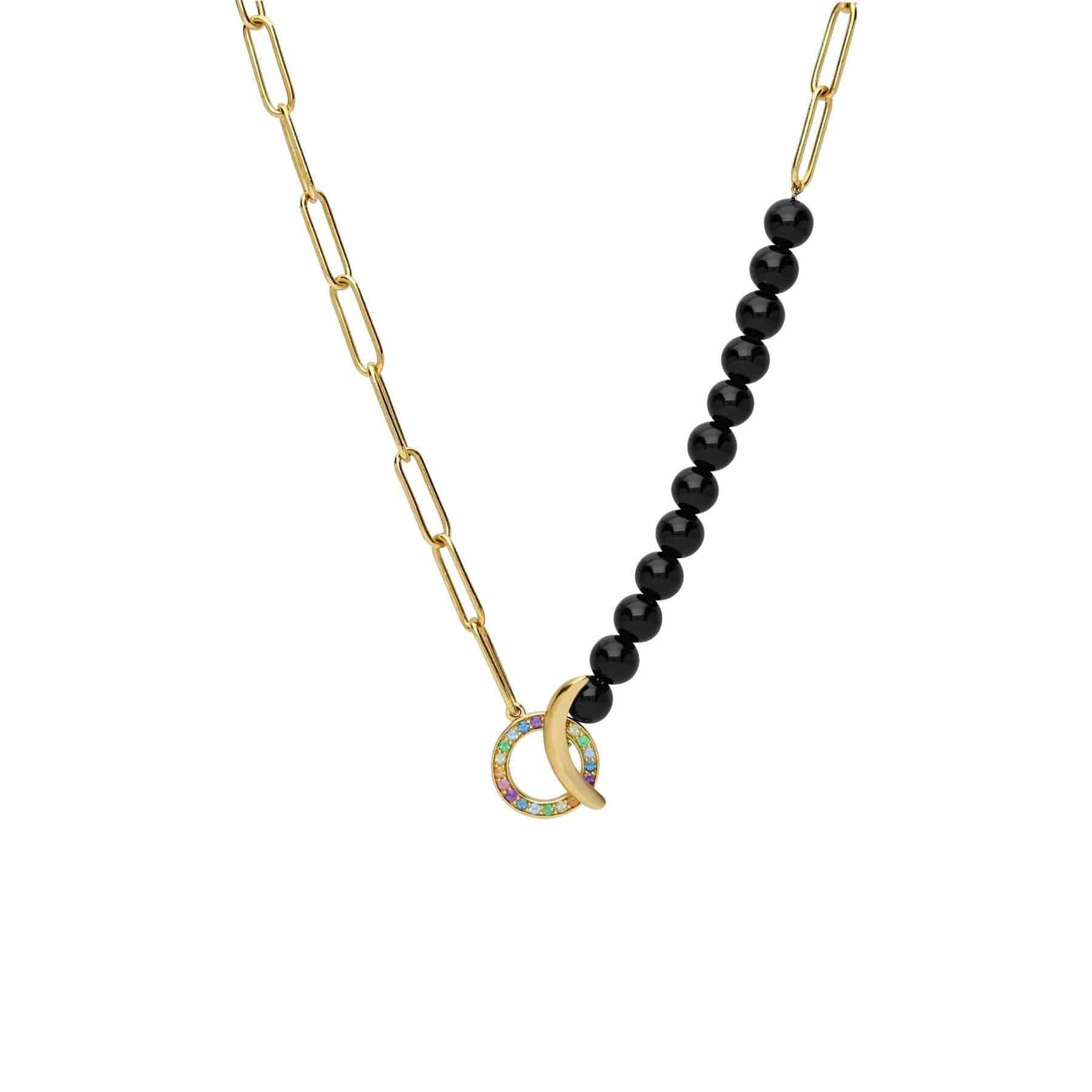 ECFEW™ 'The Unifier' Rainbow Gemstones & Onyx Bead Necklace
