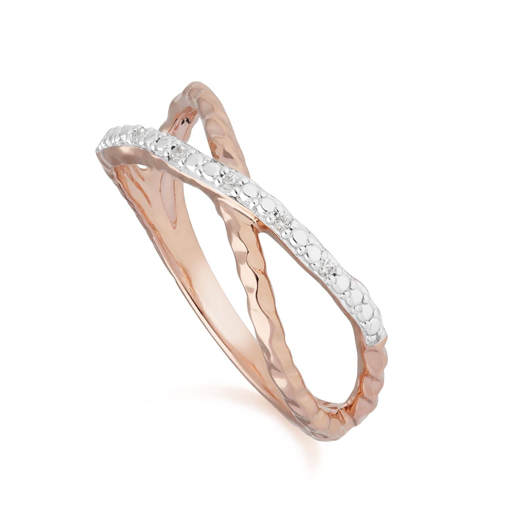 191R0898029 Diamond Pavé Crossover Ring in 9ct Rose Gold 1