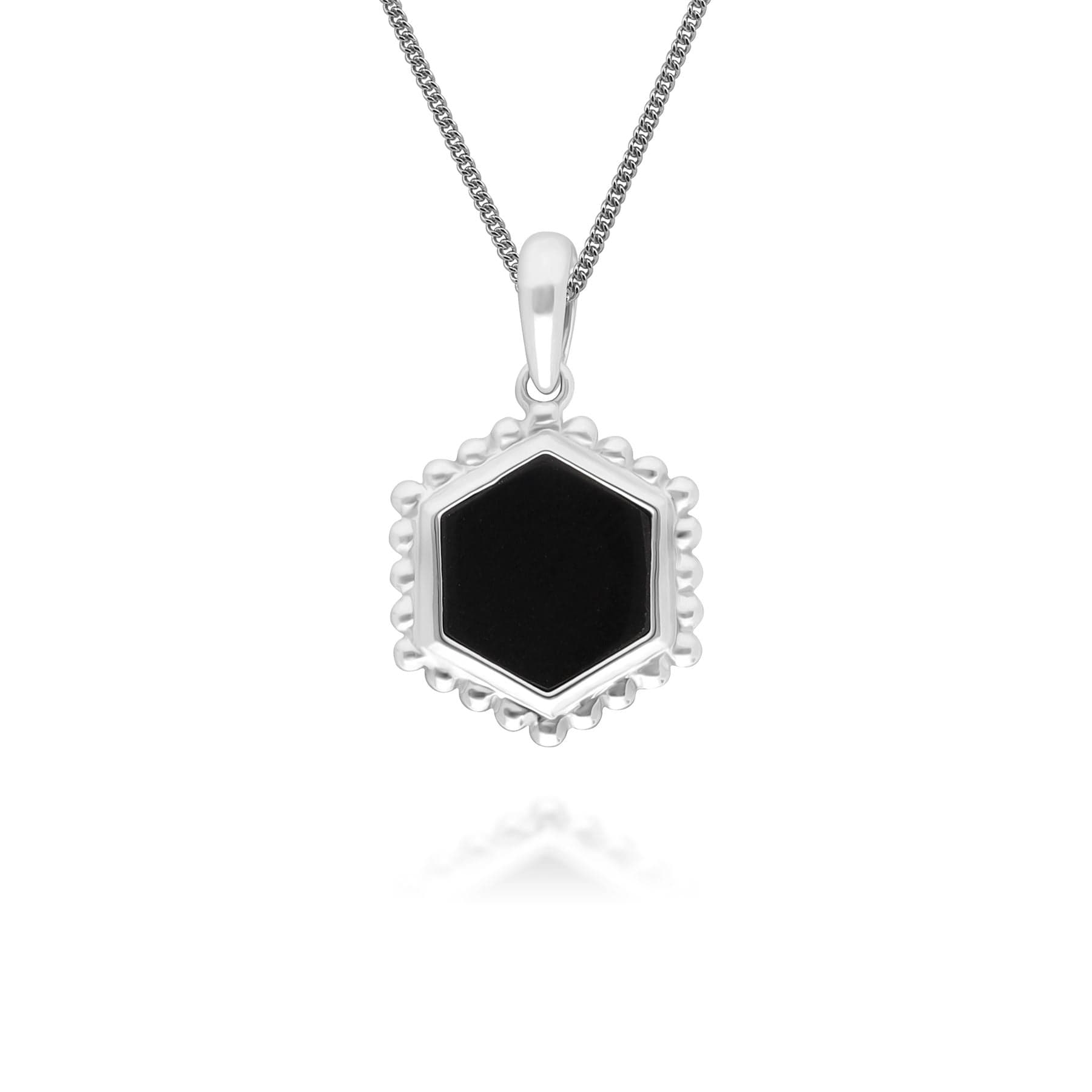 271P017302925 Black Onyx Slice Pendant Necklace in 925 Sterling Silver 1