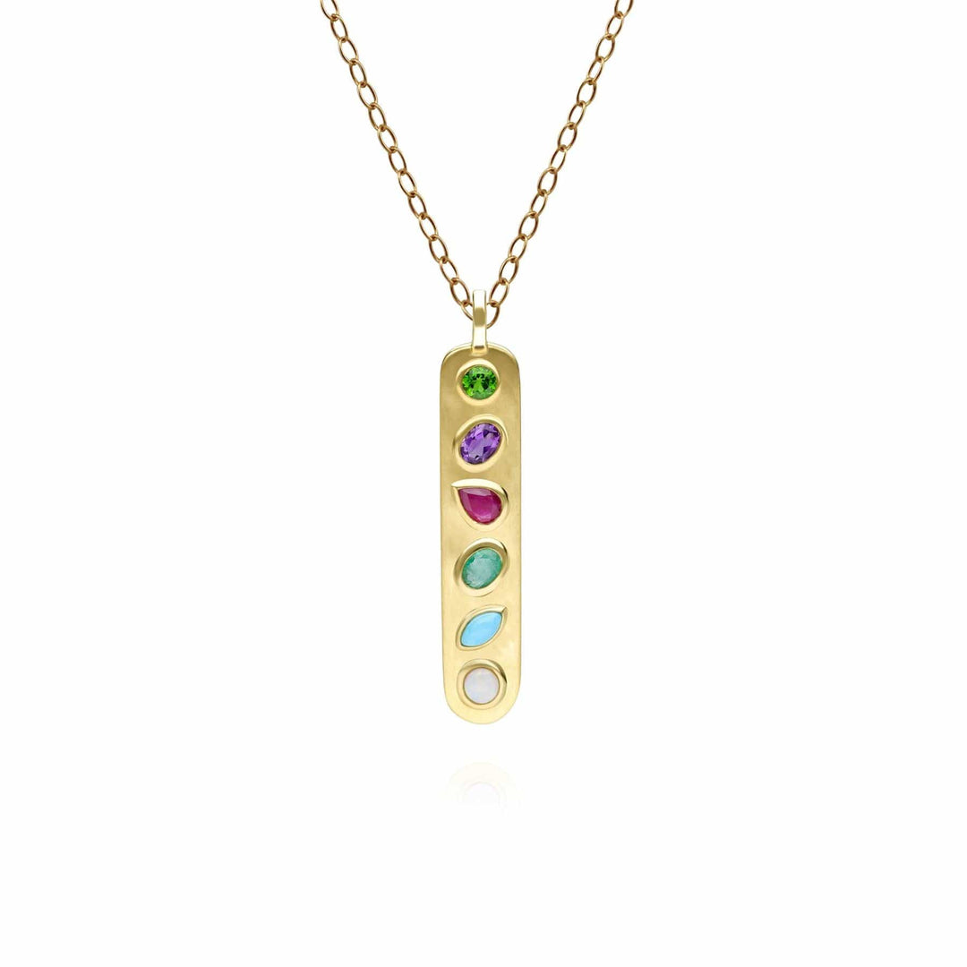 133P3927019 Coded Whispers Brushed Gold 'Dare To' Acrostic Gemstone Pendant 1