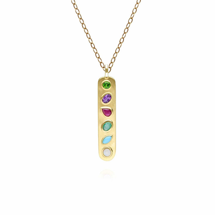 133P3927019 Coded Whispers Brushed Gold 'Dare To' Acrostic Gemstone Pendant 1
