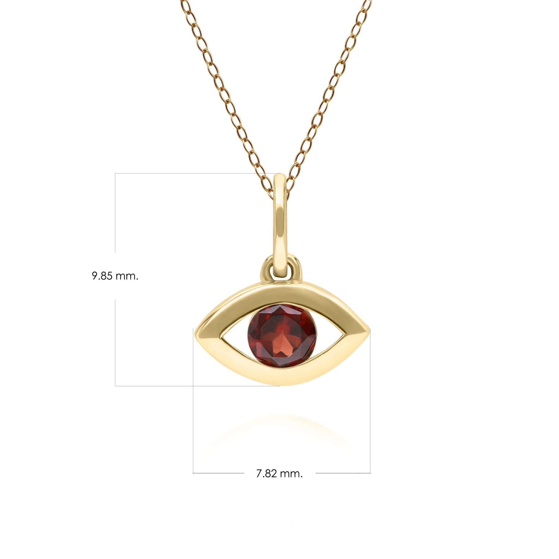 135P2102049 ECFEW™ Dainty Evil Eye Garnet Pendant in 9ct Yellow Gold Dimensions