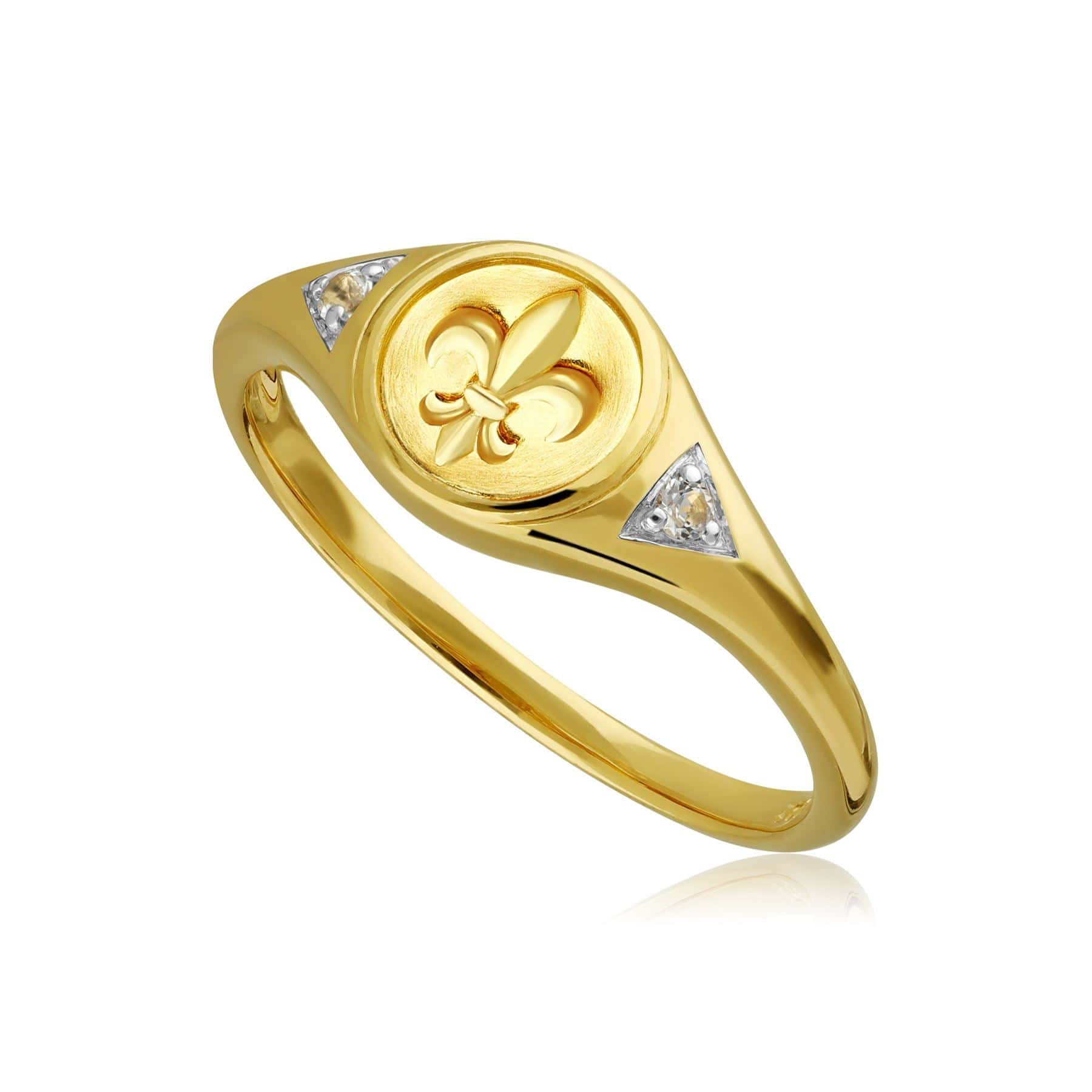 ECFEW™ White Topaz Fleur De Lis Signet Ring