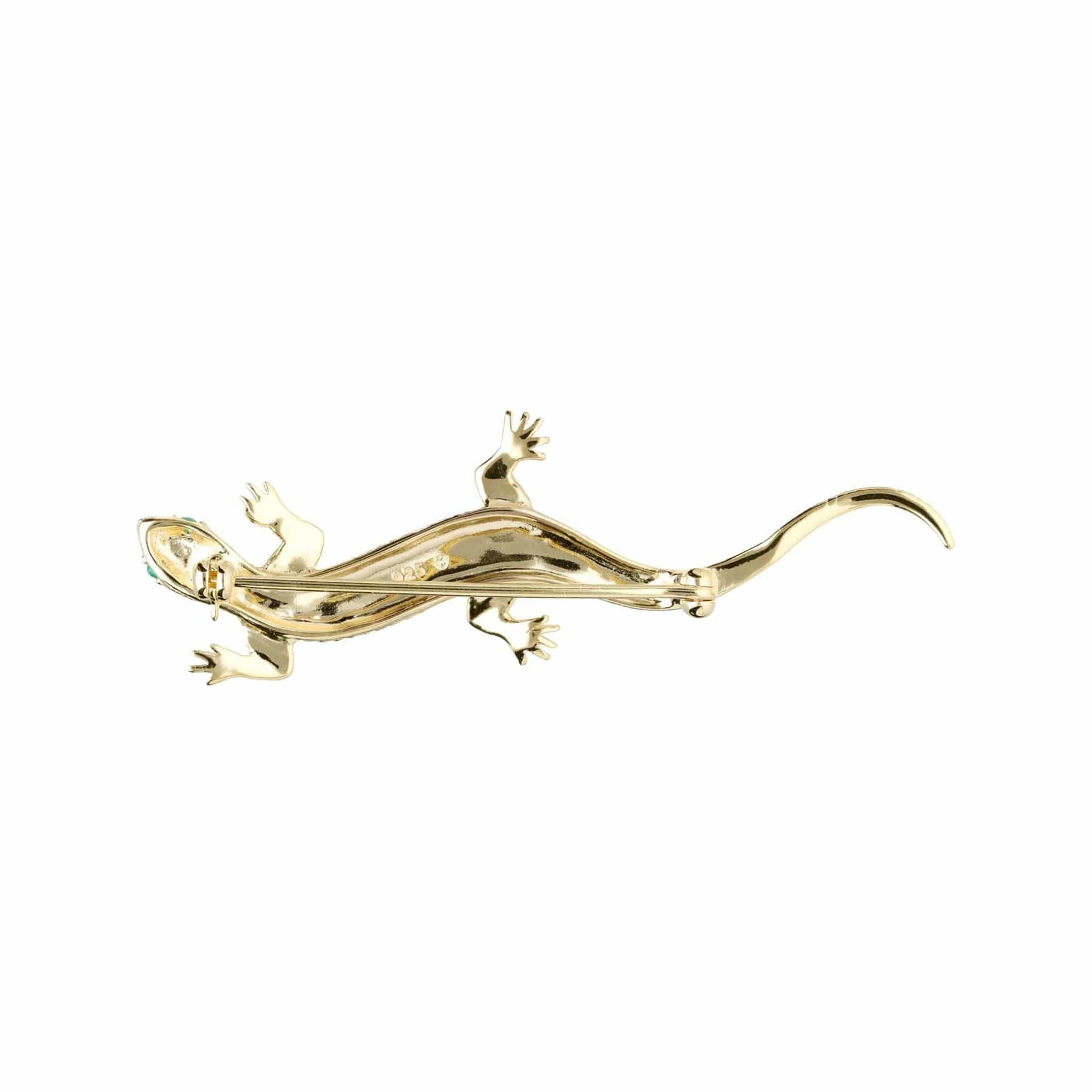 234C002801925 Emerald & Marcasite Gecko Brooch in 18ct Gold Plated Silver 4