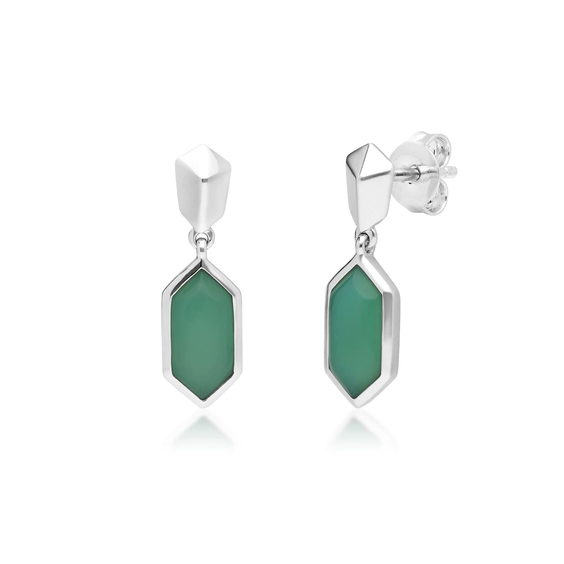 270E027801925 Micro Statement Green Chrysoprase Cabochon Drop Earrings 1