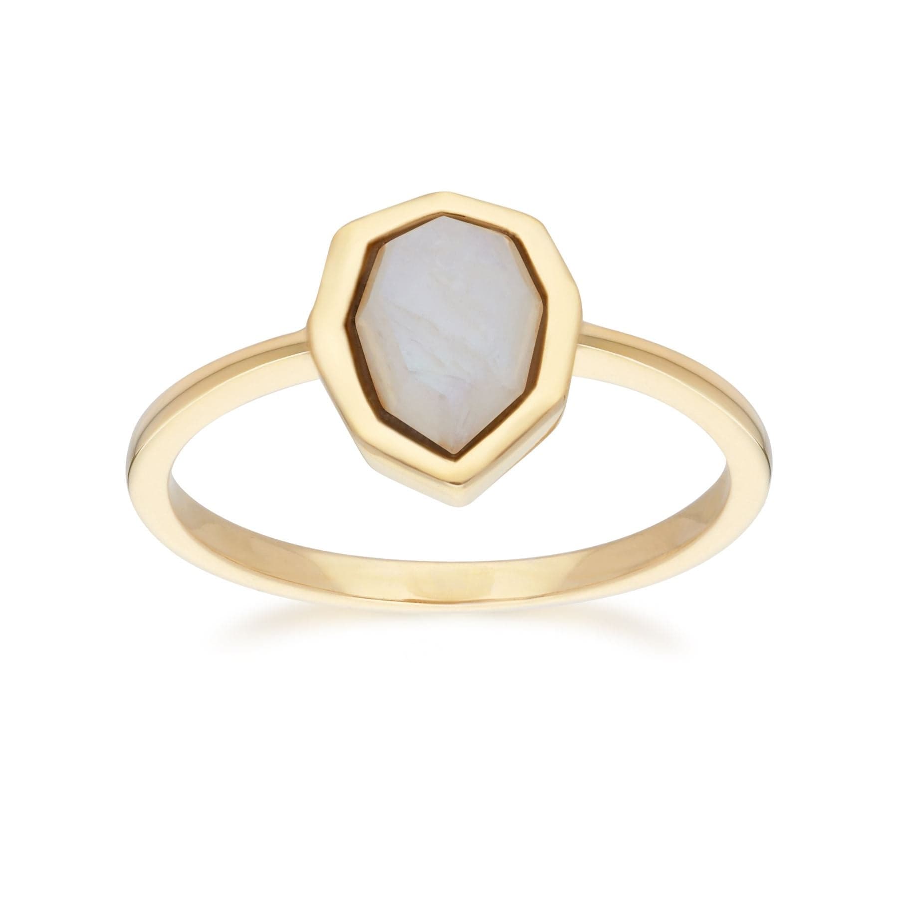 271R025403925 Irregular B Gem Rainbow Moonstone Ring in Gold Plated Silver 2