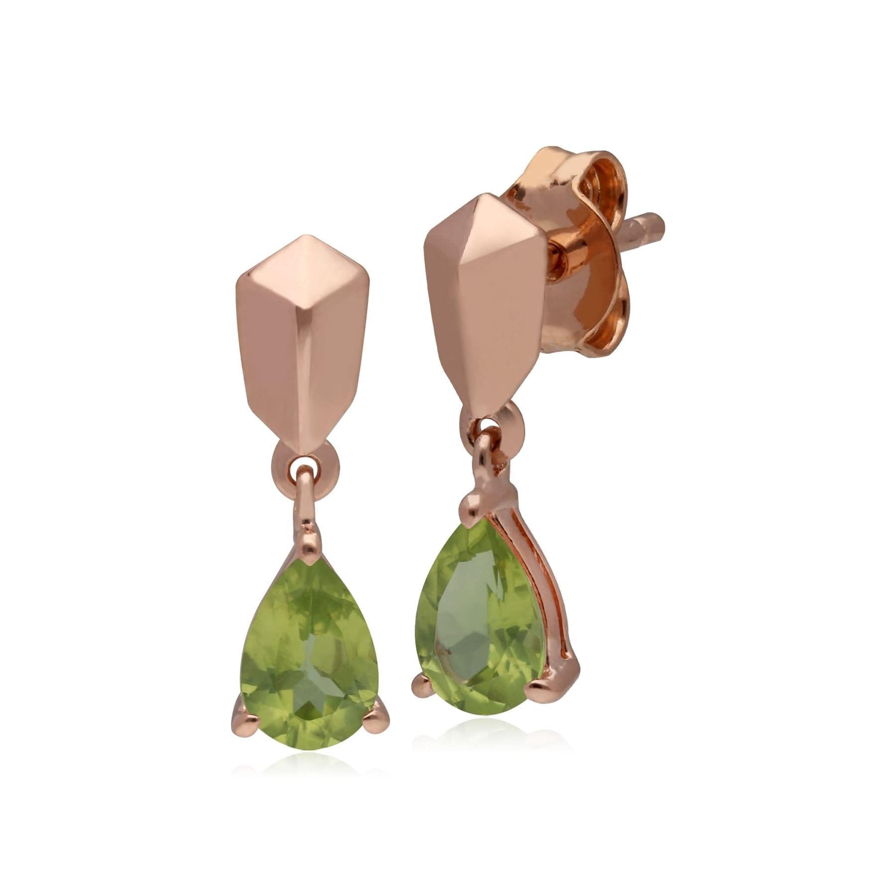 270E029306925 Micro Statement Peridot Earrings in Rose Gold Plated Silver 1