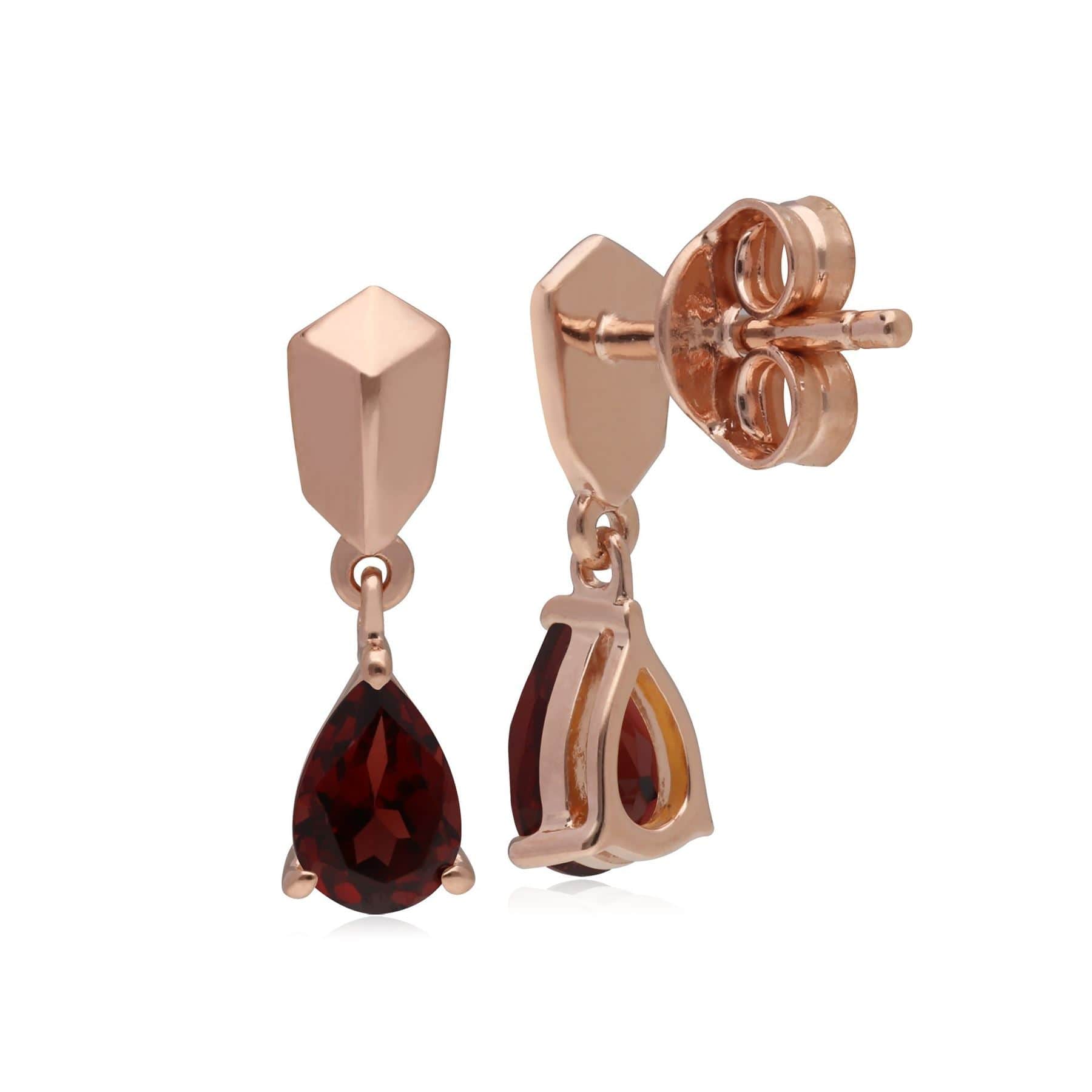 270E029302925 Micro Statement Garnet Earrings in Rose Gold Plated Silver 2