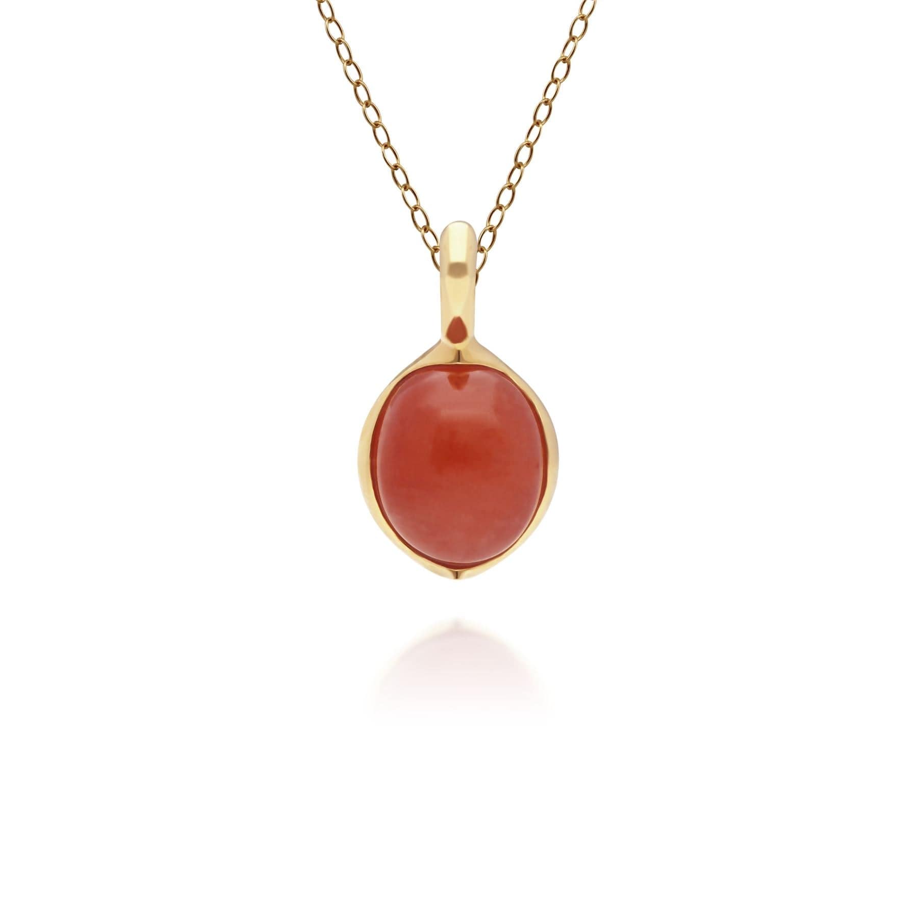 Irregular Red Jade & Diamond Pendant in Gold Plated Sterling Silver 