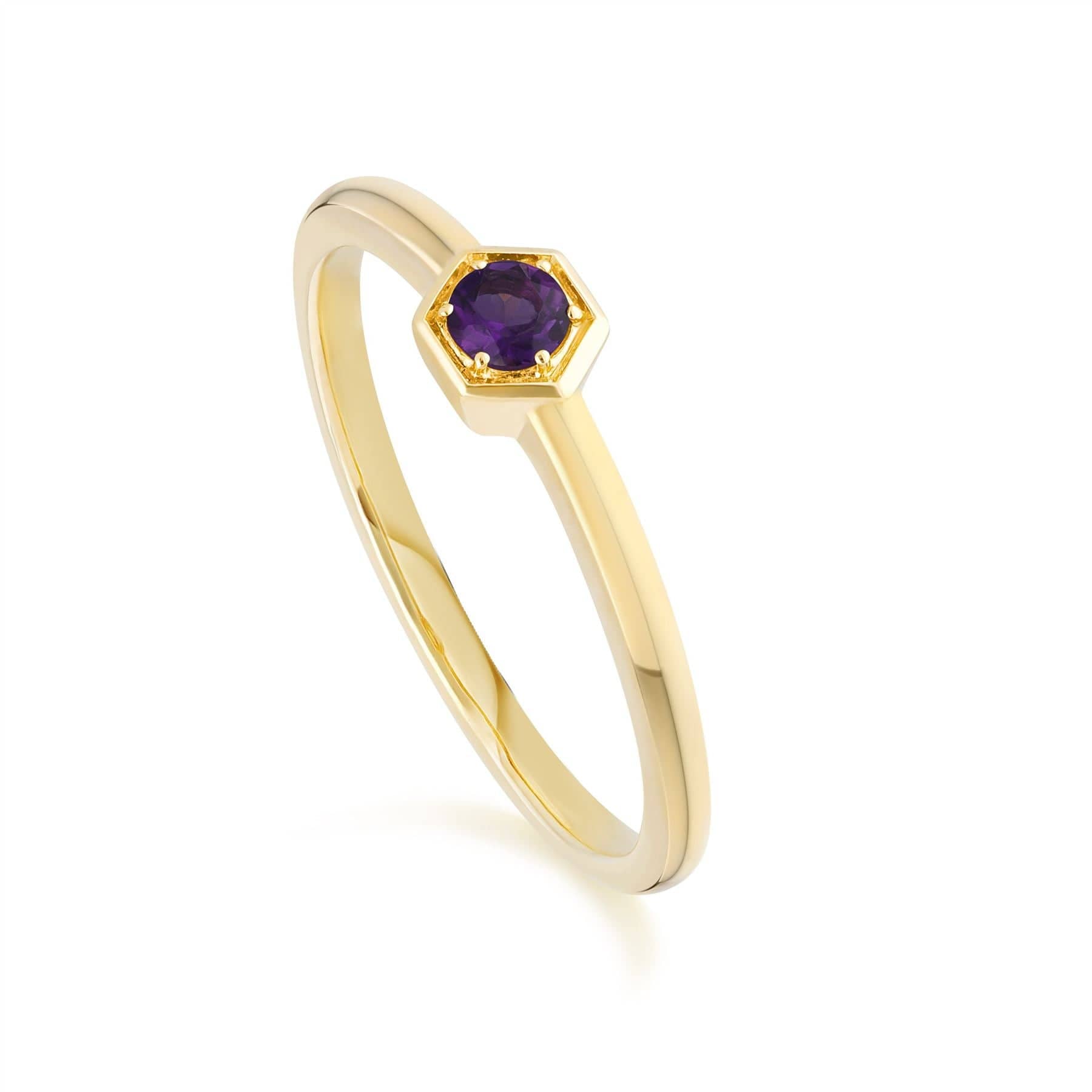 Honeycomb Inspired Amethyst Ring in 9ct Yellow Gold
