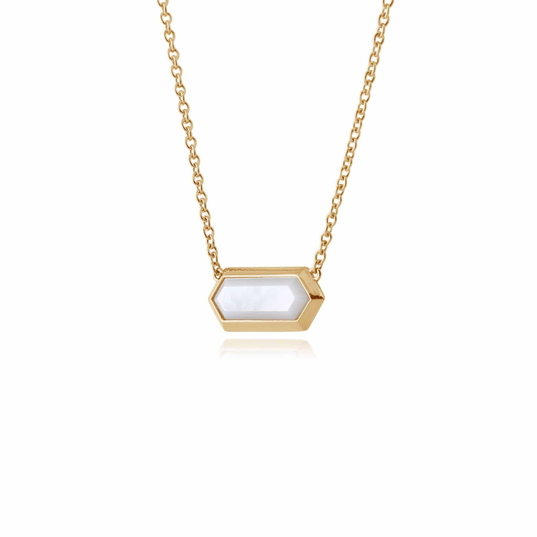 271N011503925 Gold Plated Silver Mother of Pearl Hexagonal Prism Necklace 2