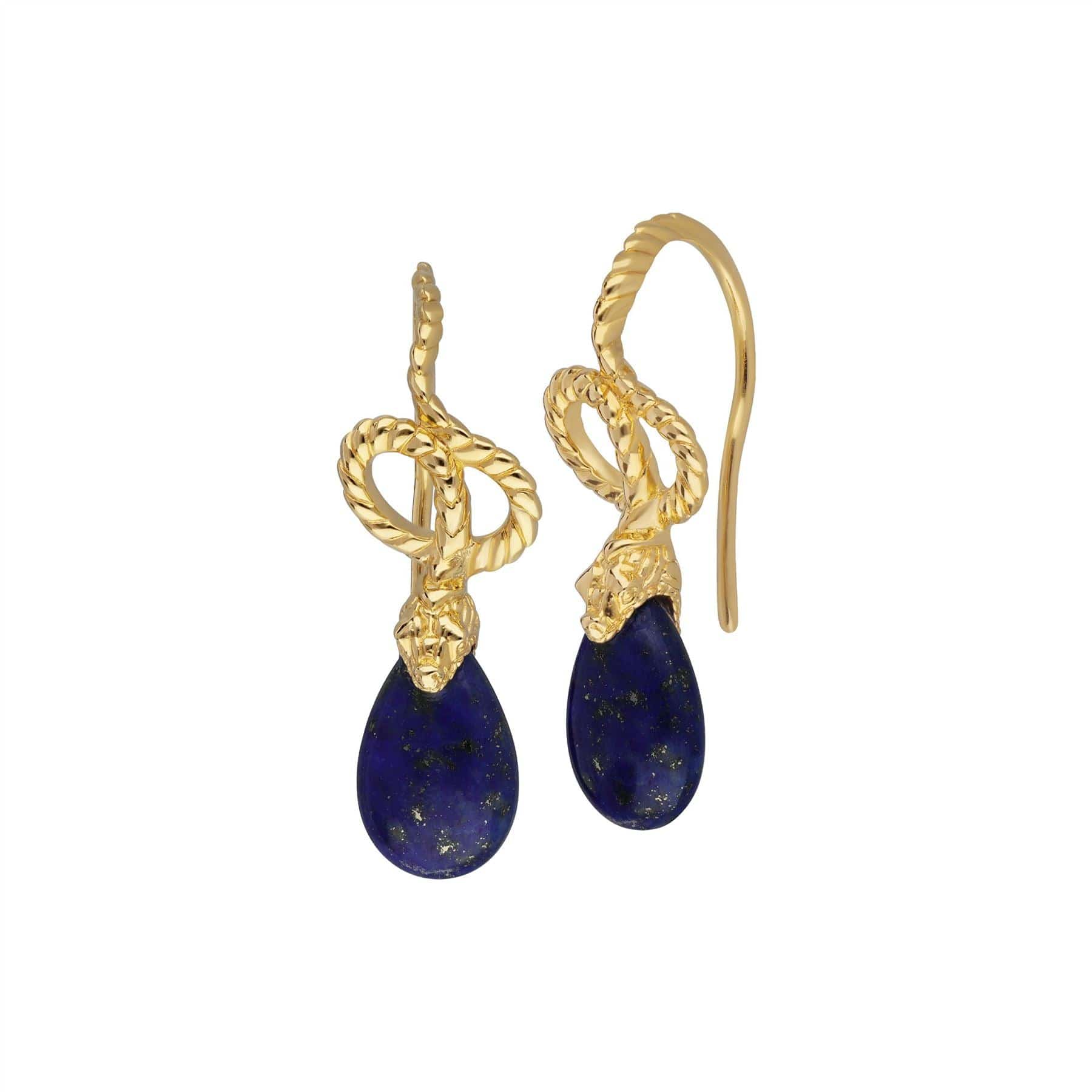 253E316401925 ECFEW™ Lapis Lazuli Winding Snake Drop Earrings In Sterling Silver 1