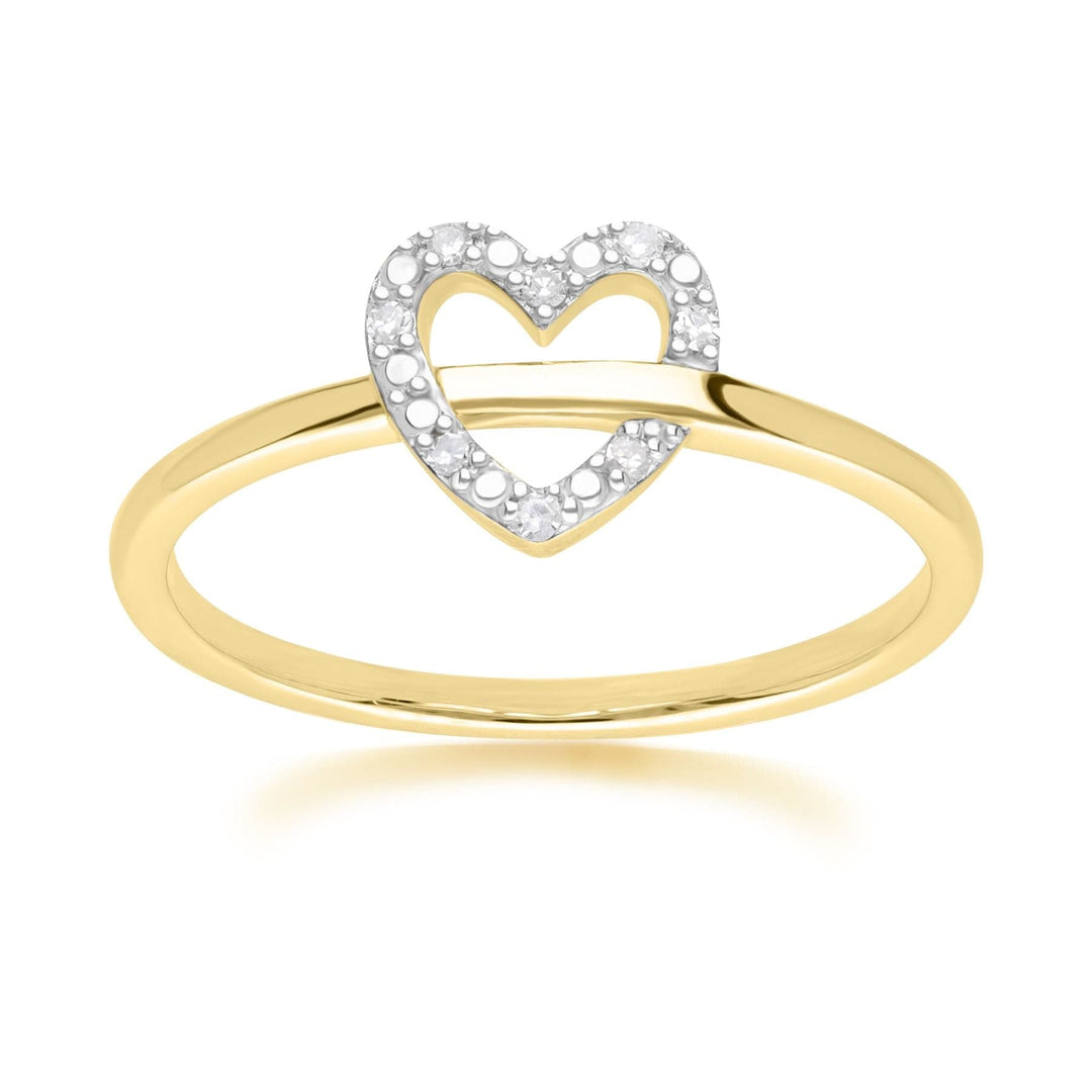 191R0934019_ Diamond Love Heart Ring in 9ct Yellow Gold Front