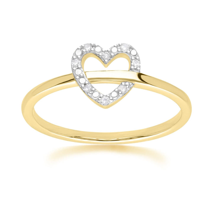 191R0934019_ Diamond Love Heart Ring in 9ct Yellow Gold Front