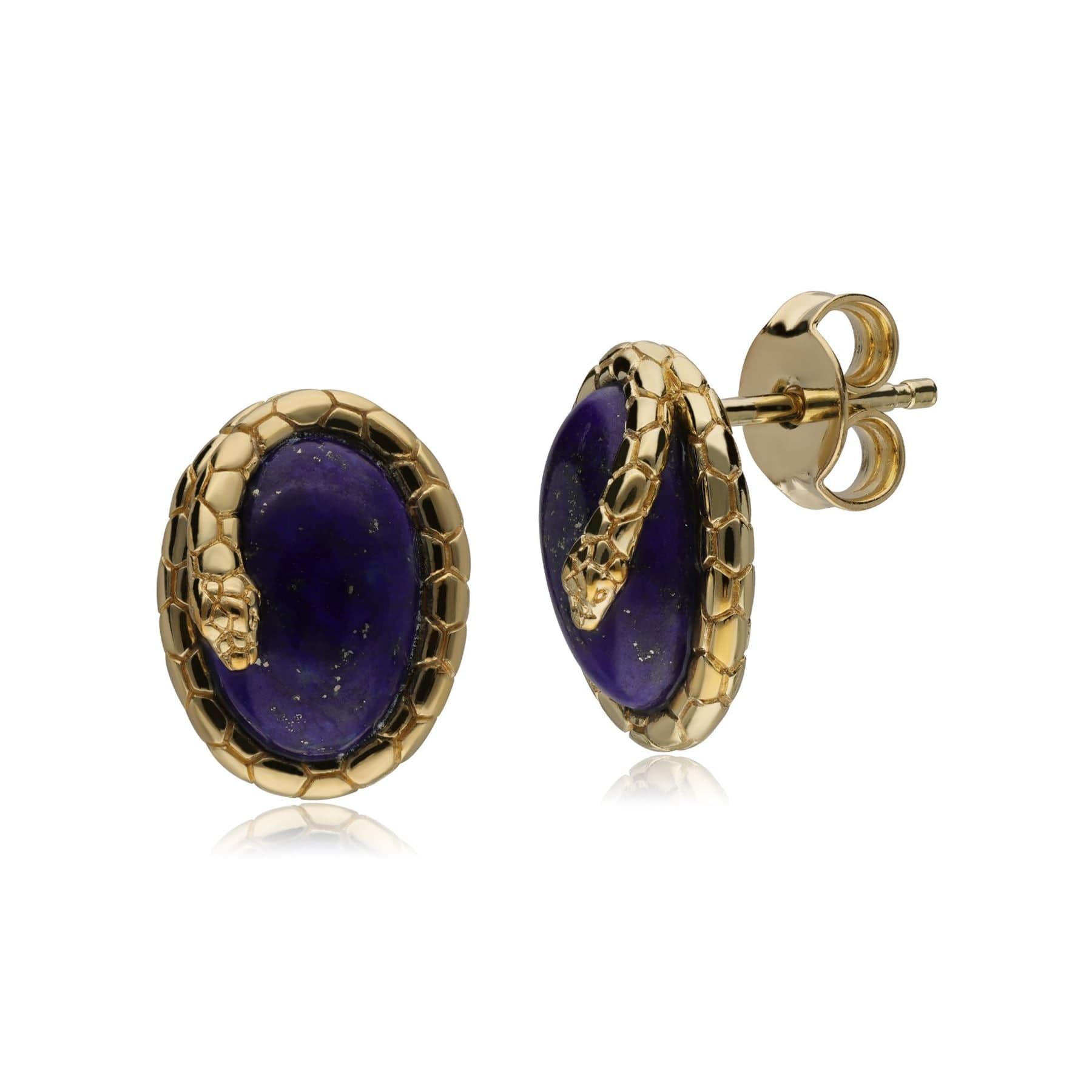 253E317603925 ECFEW™ Lapis Lazuli Winding Snake Stud Earrings In Sterling Silver 1