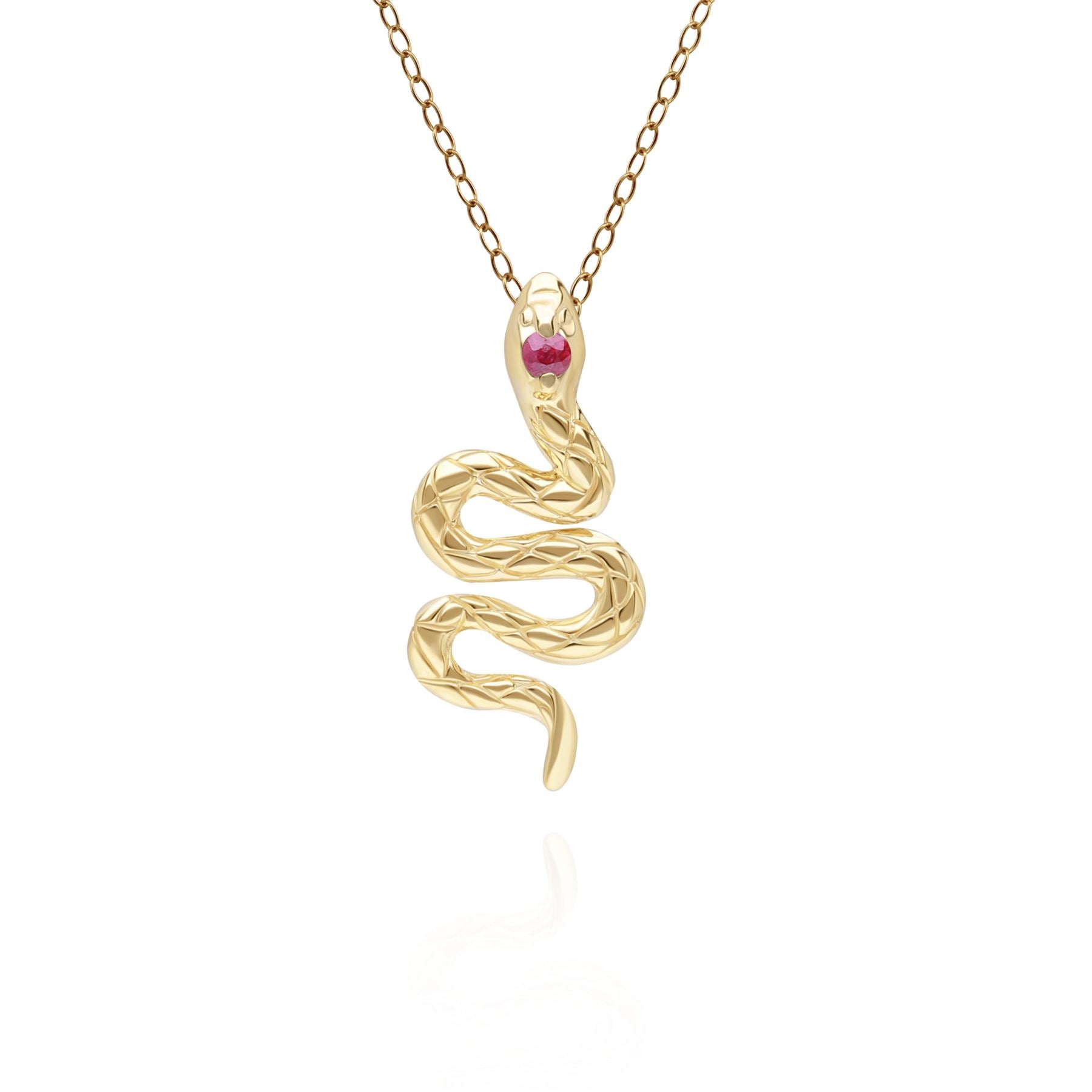ECFEW™ Ruby Snake Wrap Pendant in 9ct Yellow Gold - Gemondo