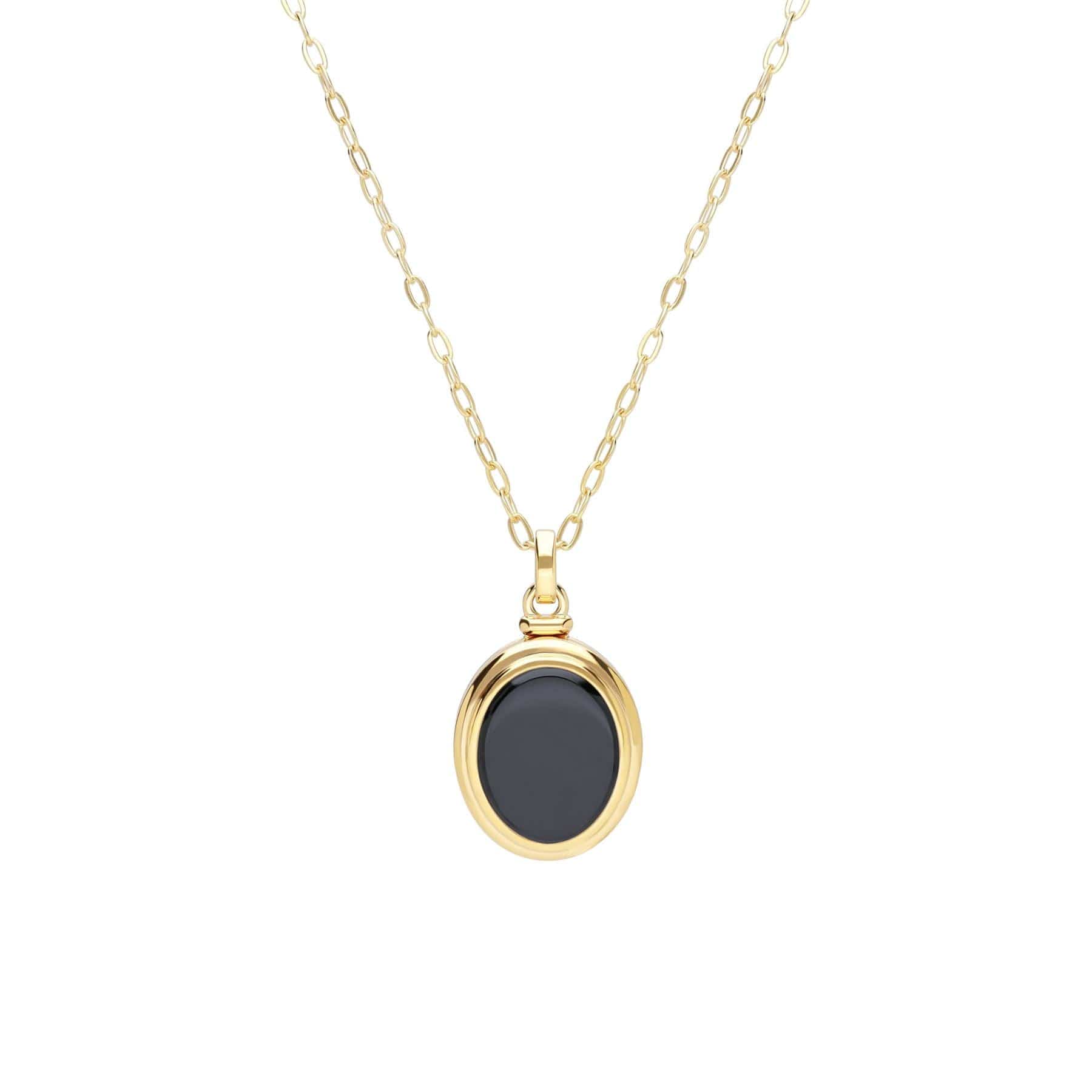 Bona Fide Black Onyx Oval Locket In Yellow Gold Plated Silver - Gemondo