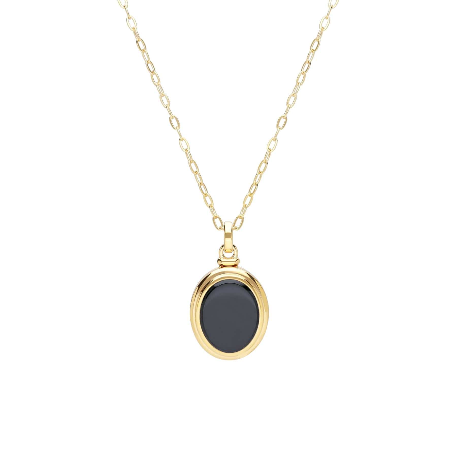 270N038302925 Bona Fide Black Onyx Oval Locket In Yellow Gold Plated Silver 1