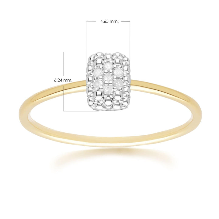 191R0929019 Diamond Pave Rectangle Ring 9ct Yellow Gold Dimensions