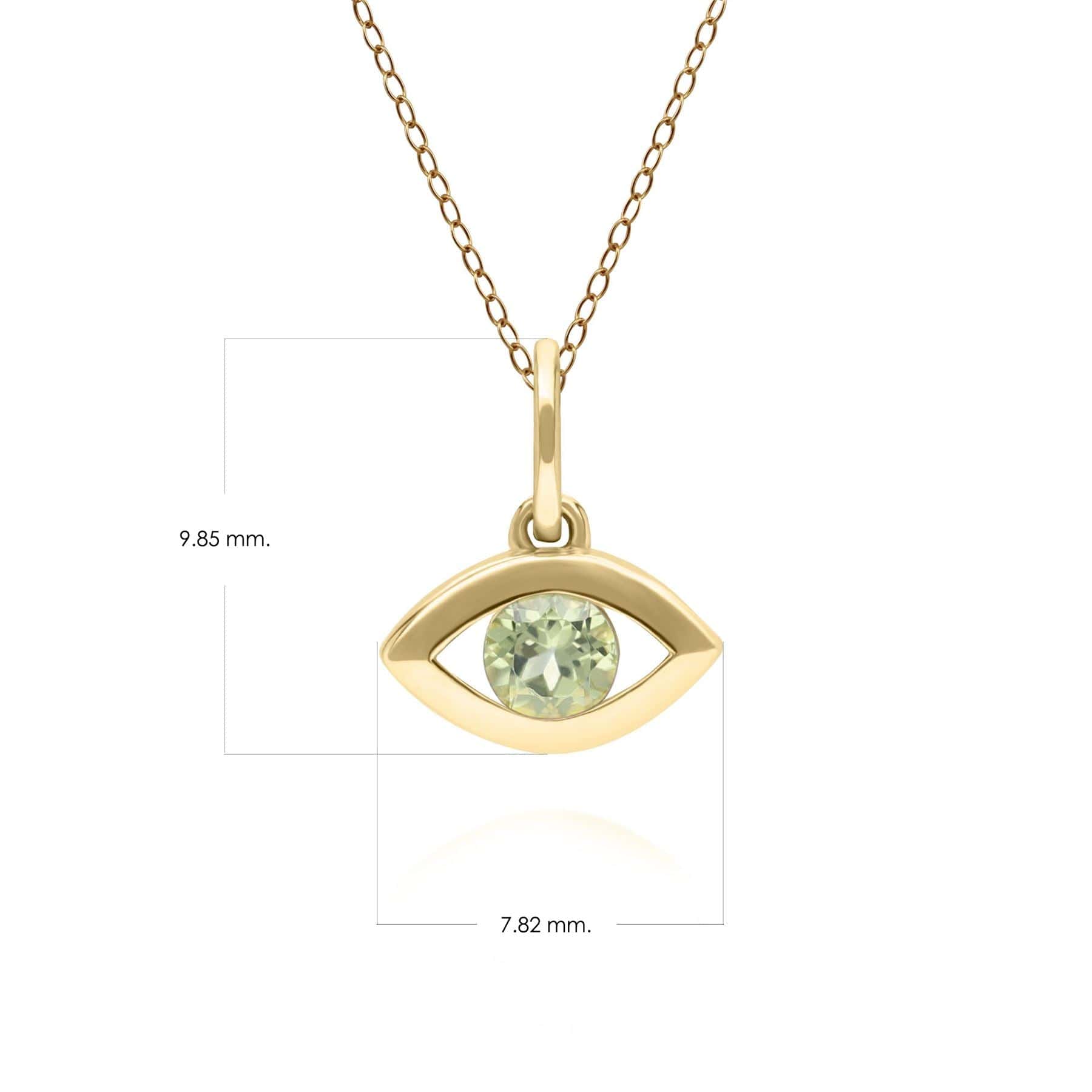 135P2102019 ECFEW™ Dainty Evil Eye Peridot Pendant in 9ct Yellow Gold Dimensions