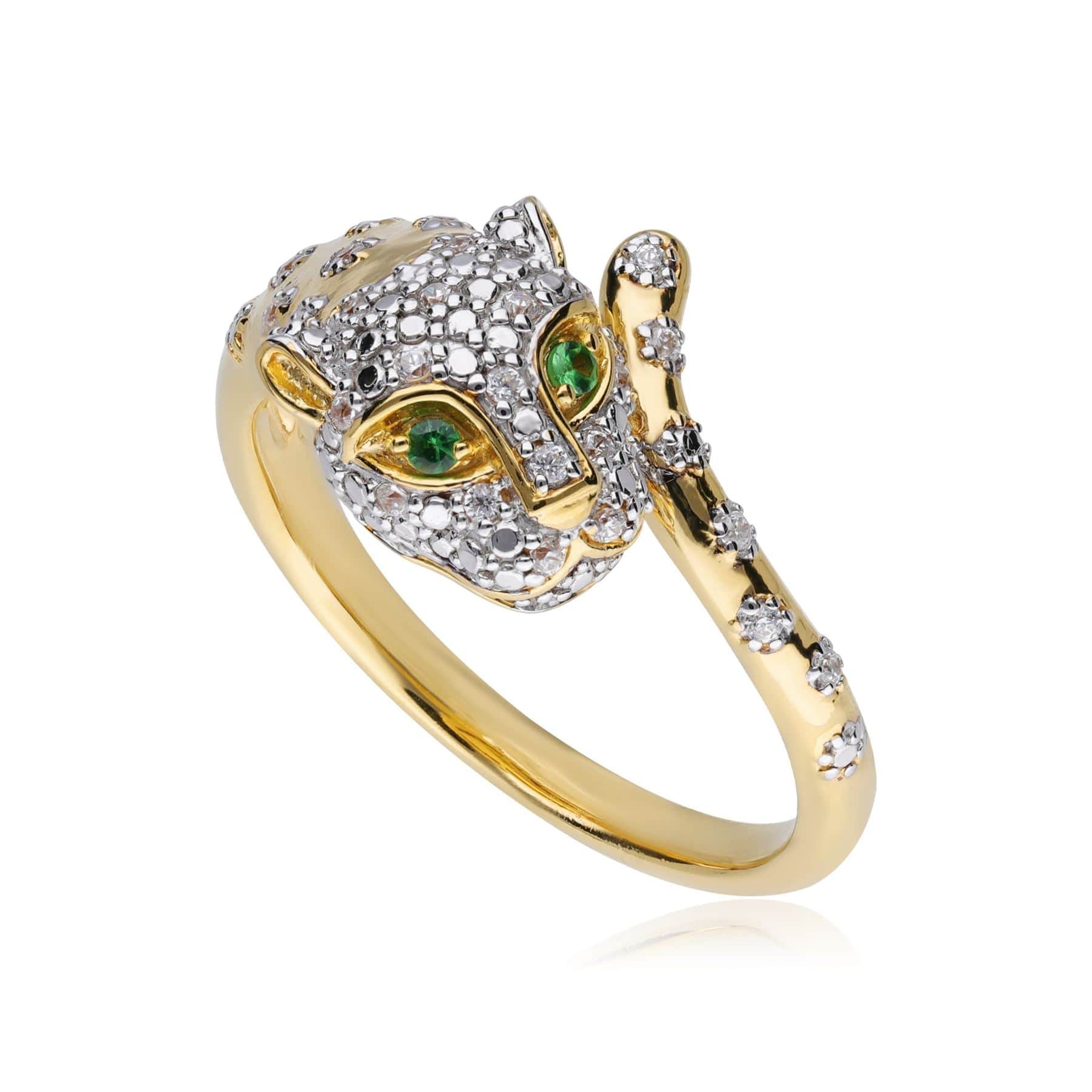 135R2004019 ECFEW™ 'The Unifier' Tsavorite & Diamond Cheetah Ring in 9ct Yellow Gold 1